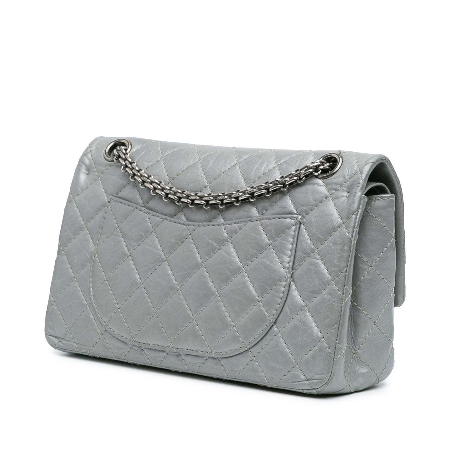 Silver Chanel Reissue 2.55 Aged Calfskin Flap 225 Shoulder Bag