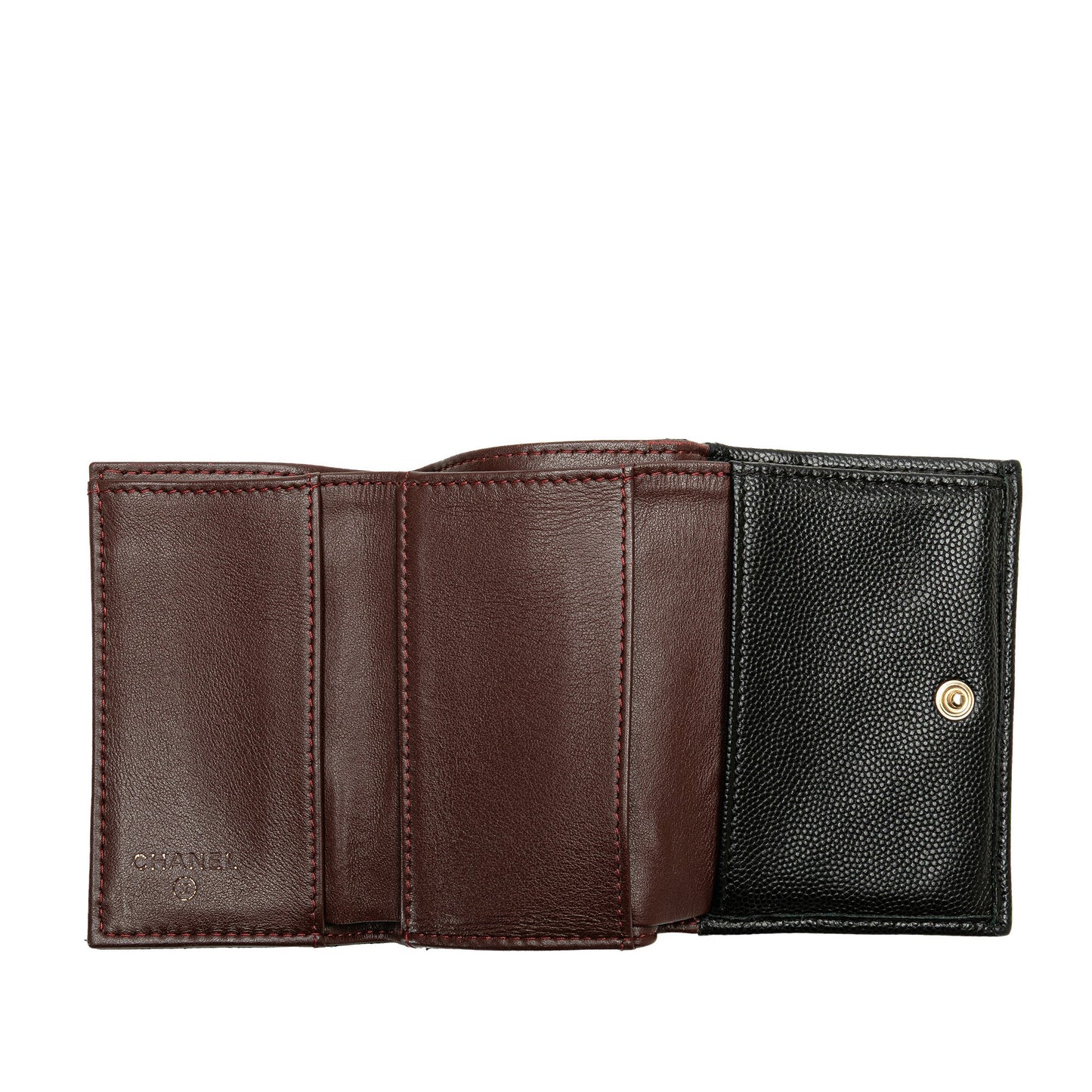 Black Chanel CC Quilted Caviar Trifold Wallet