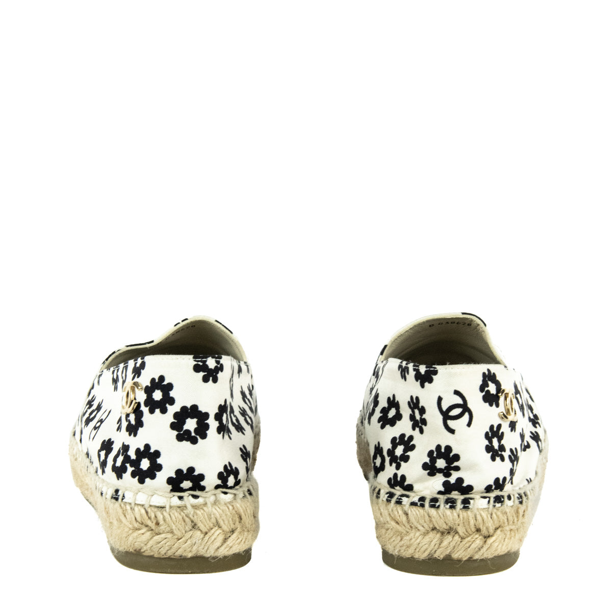 Chanel Black & White Camellia CC Espadrilles Size US 10 | EU 40