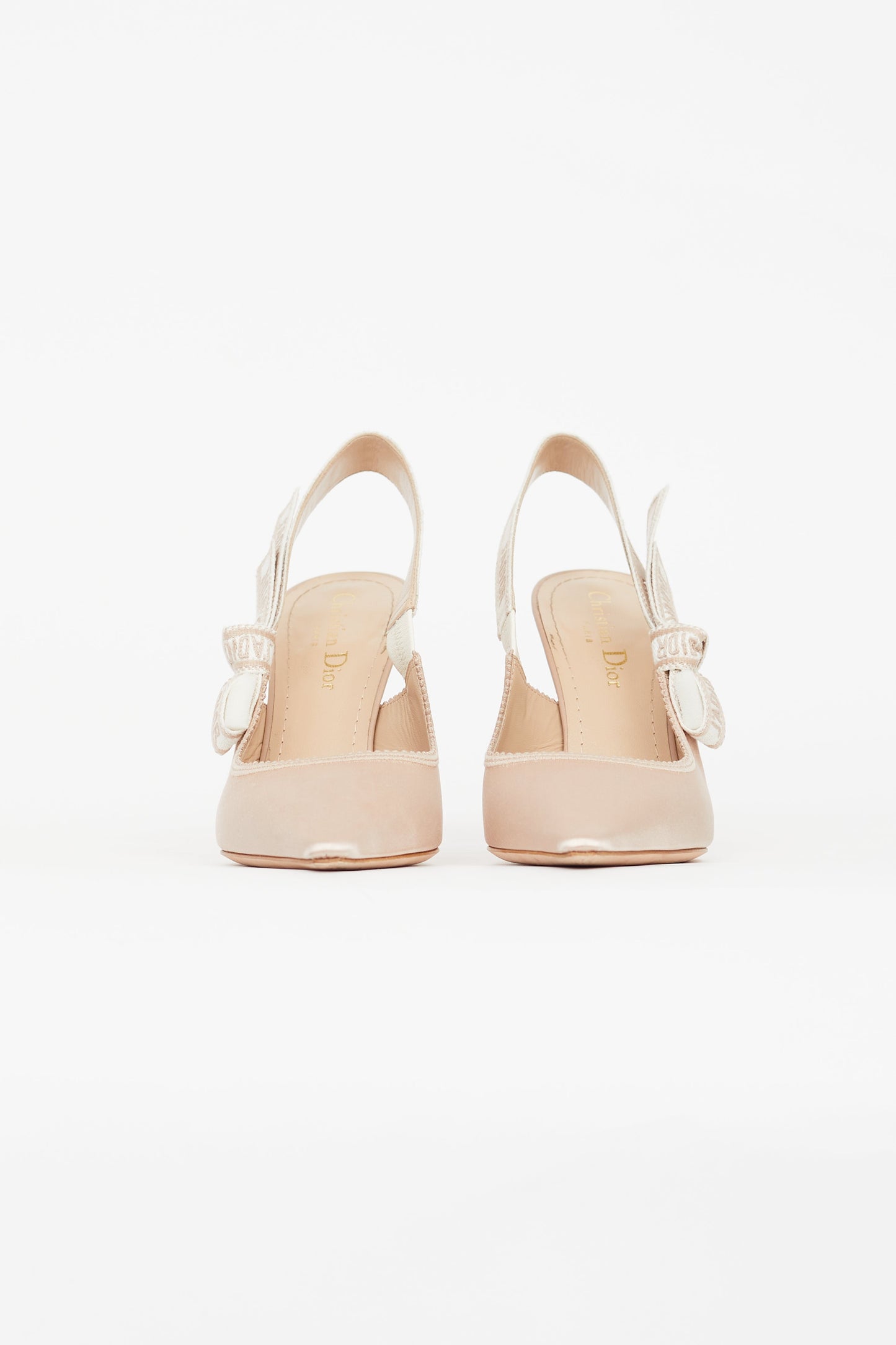 Beige Satin J'Adior Slingback Pump