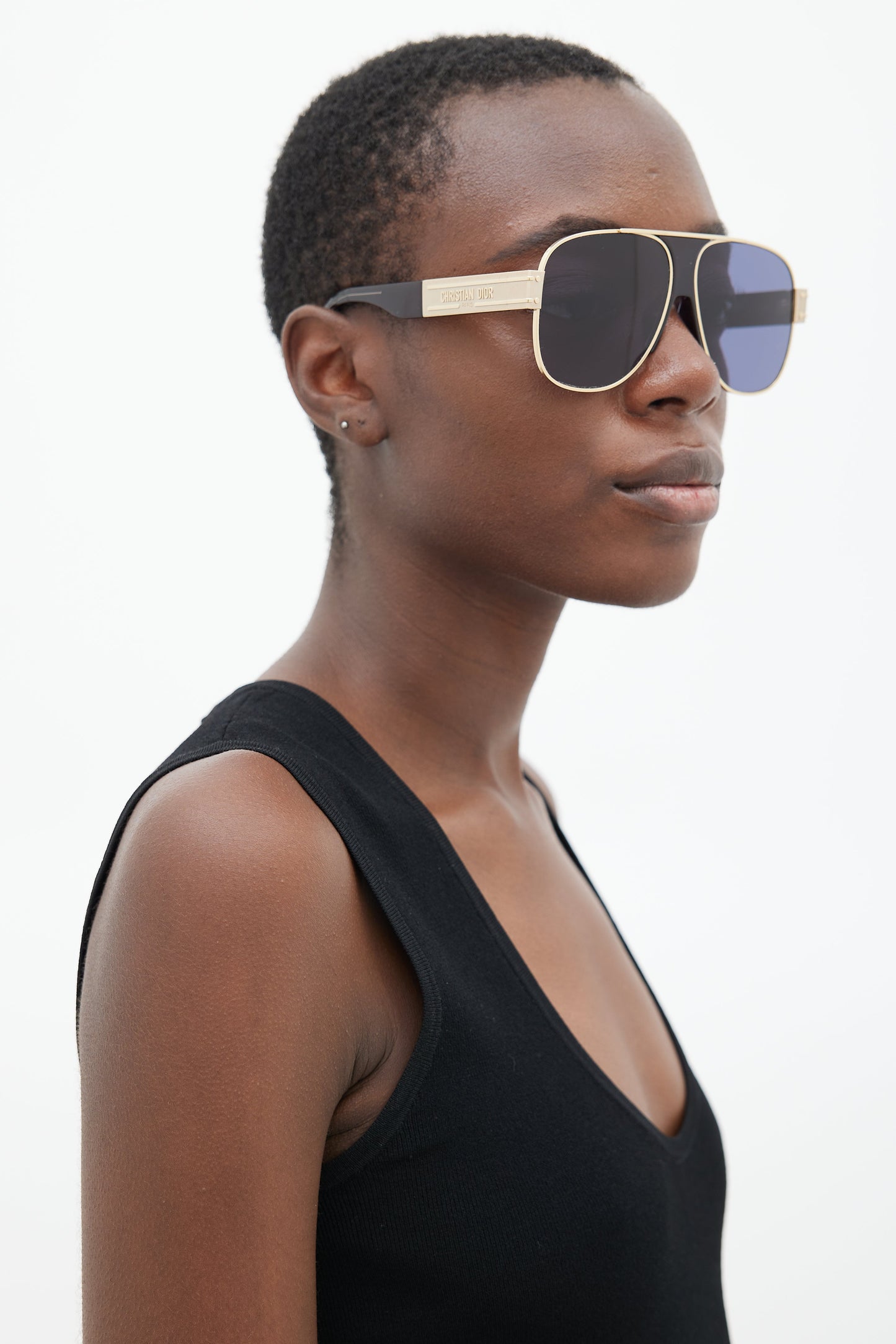 Black & Gold DiorSignature A3U TF056 Aviator Sunglasses