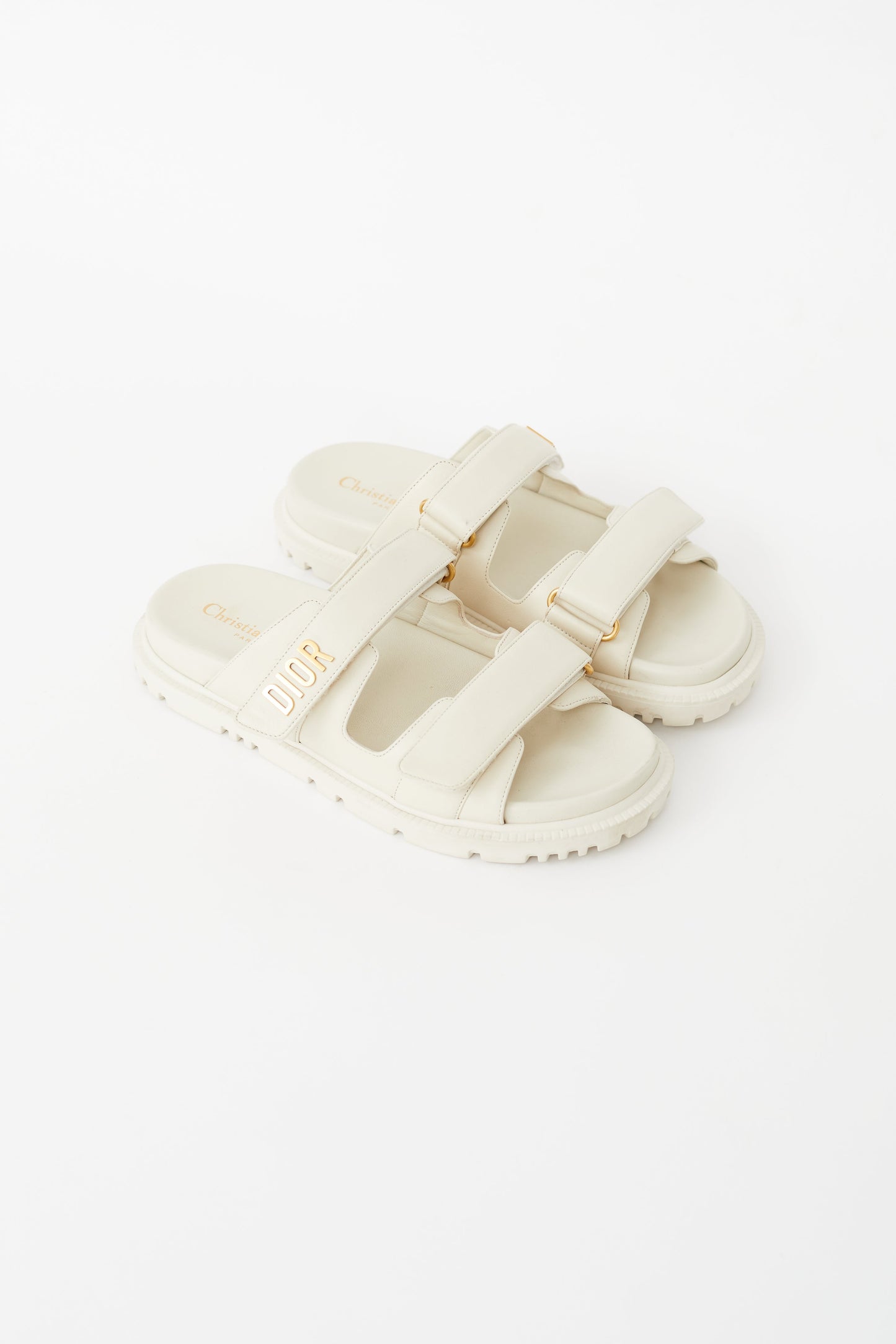 Cream Leather Dioract Slide