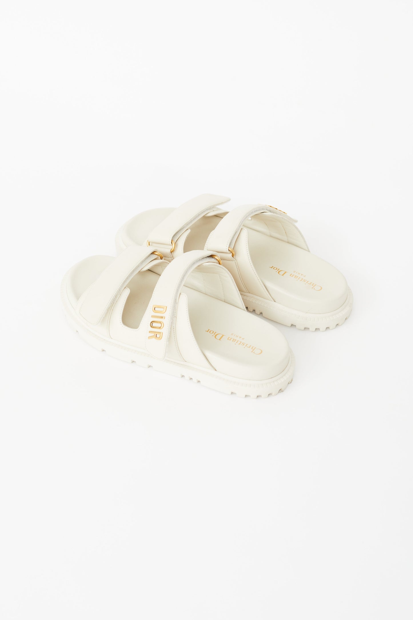 Cream Leather Dioract Slide