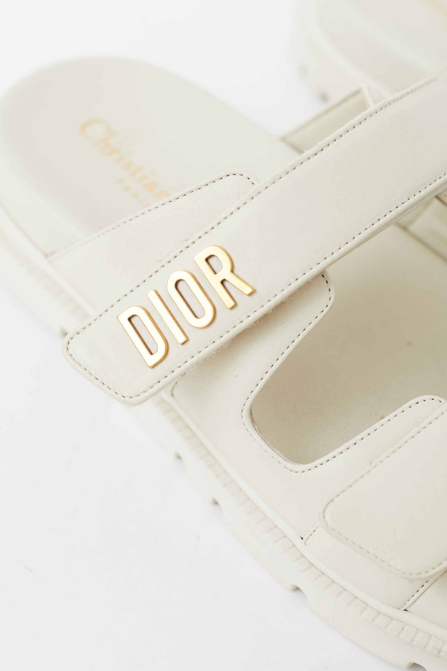 Cream Leather Dioract Slide