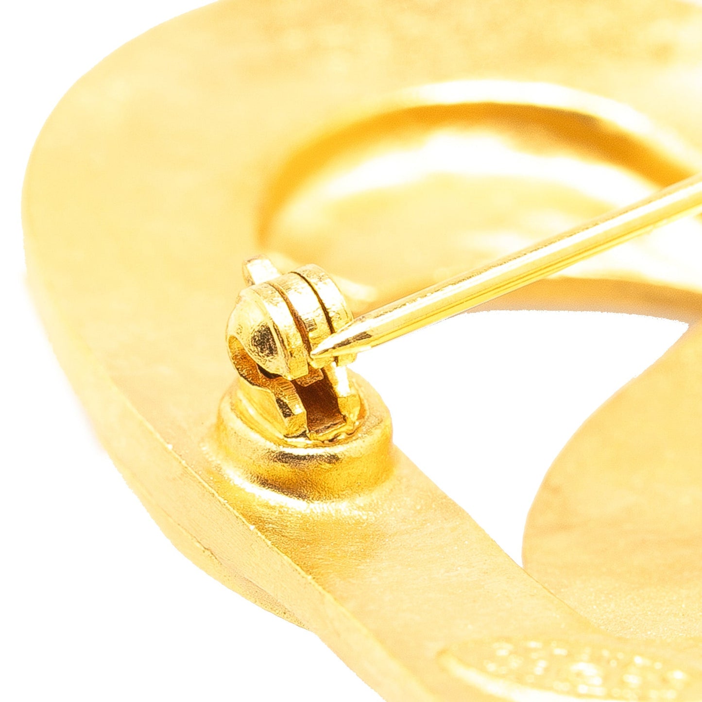 Gold Chanel Gold Plated CC Heart Brooch