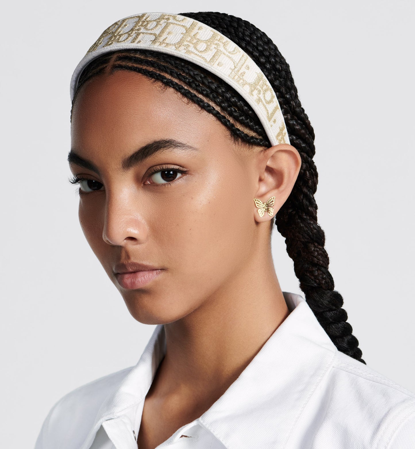 Dior Oblique Dior Band Headband • White and Gold-Tone Embroidery