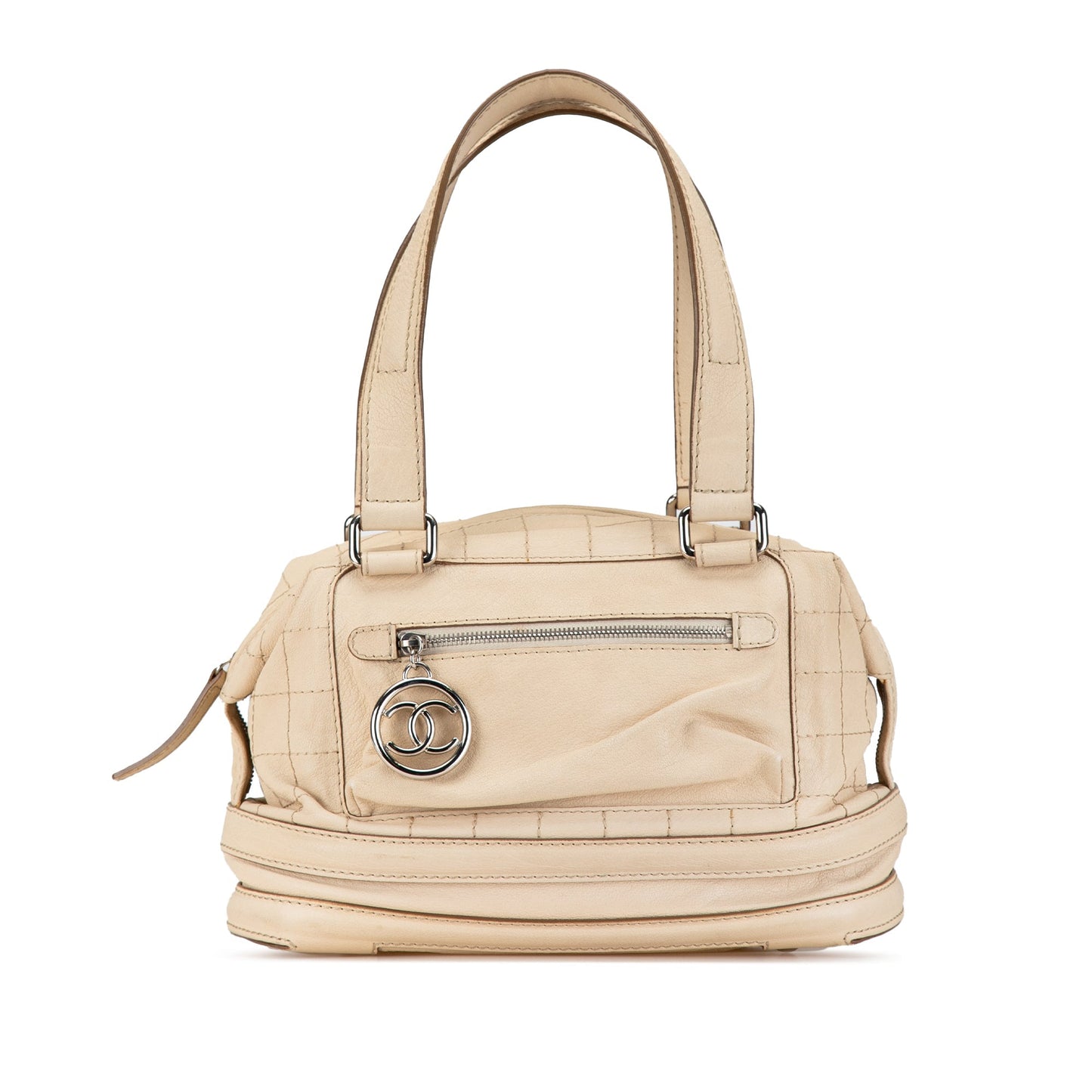 Tan Chanel Goatskin Square Stitch Essential Bowler Handbag