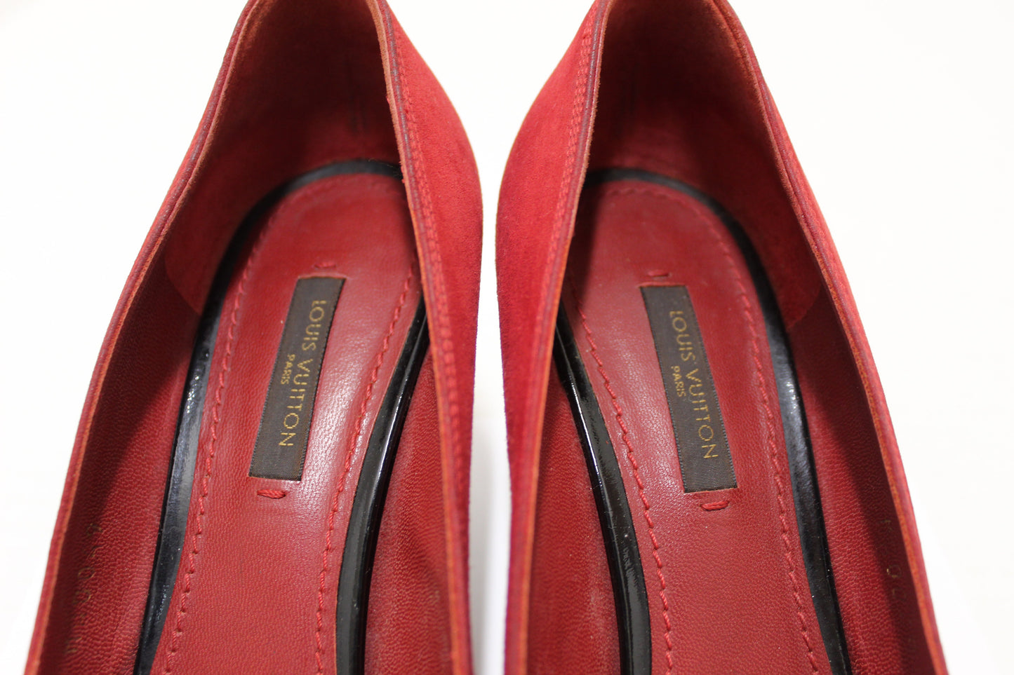 Louis Vuitton Deep Red Suede Leather Heel Shoes Size 38
