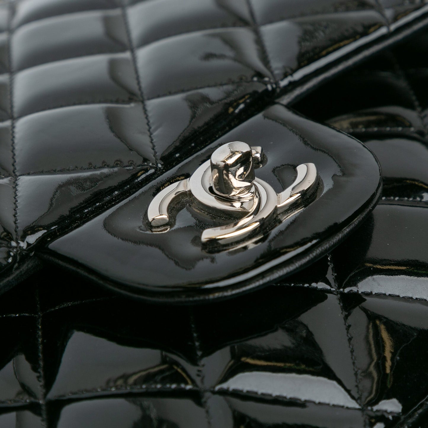 Black Chanel Jumbo Classic Patent Double Flap Shoulder Bag