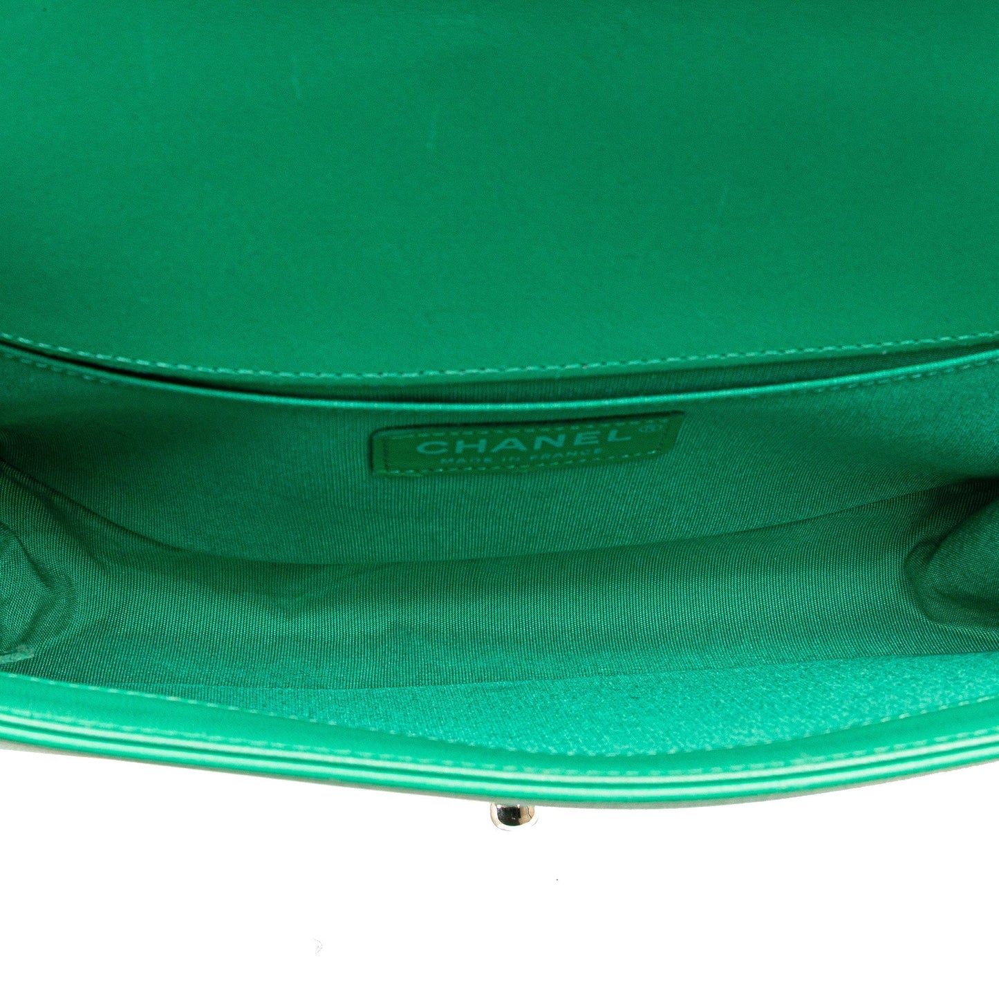 Green Chanel Medium Chevron Lambskin and Iridescent PVC Boy Flap Crossbody Bag