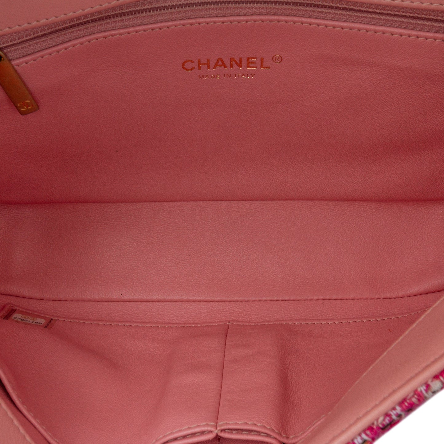 Pink Chanel Medium Tweed CC Filigree Flap Shoulder Bag