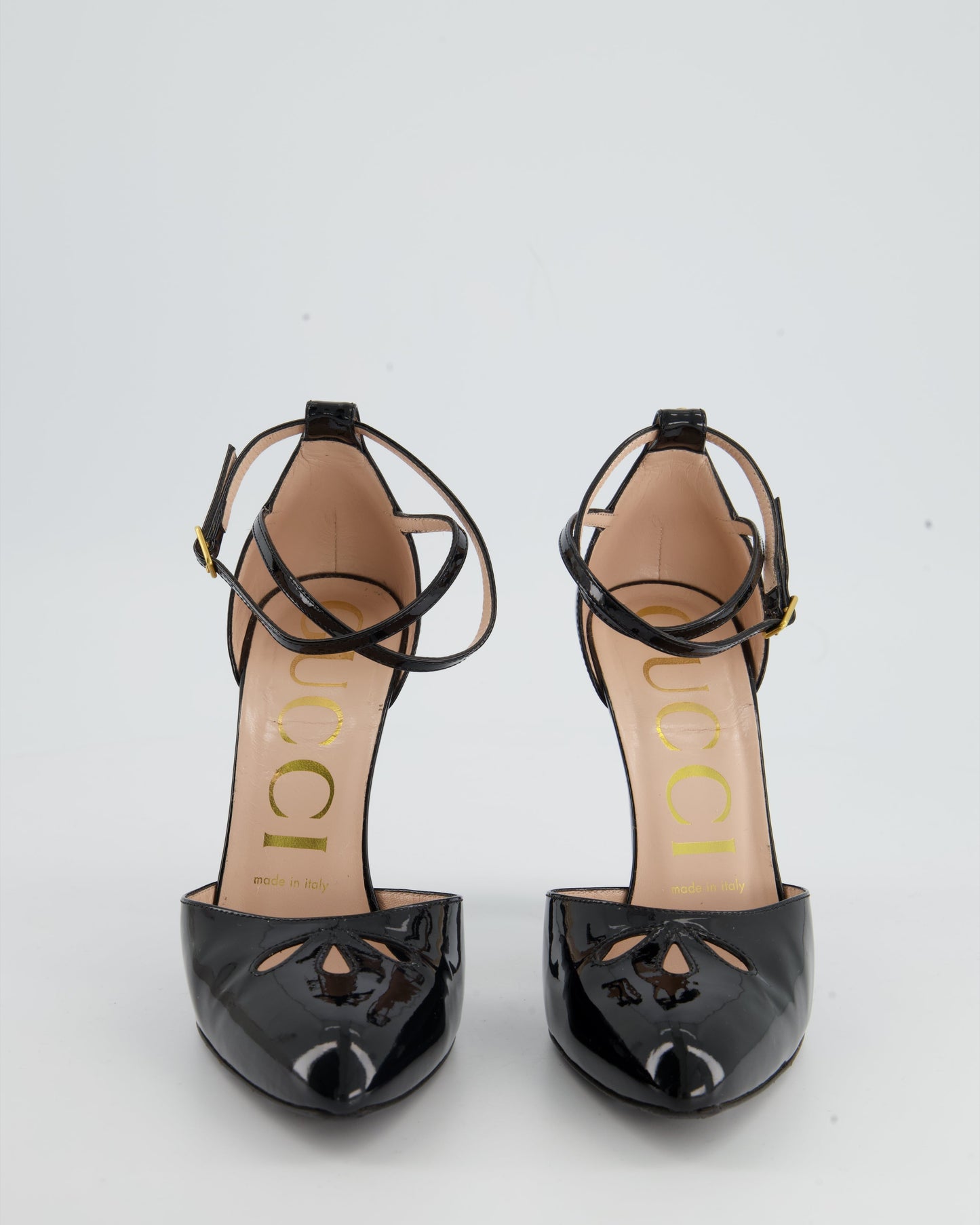Gucci Patent Round-Toe Heel with Cut-Out Detail Shoe EU 37.5