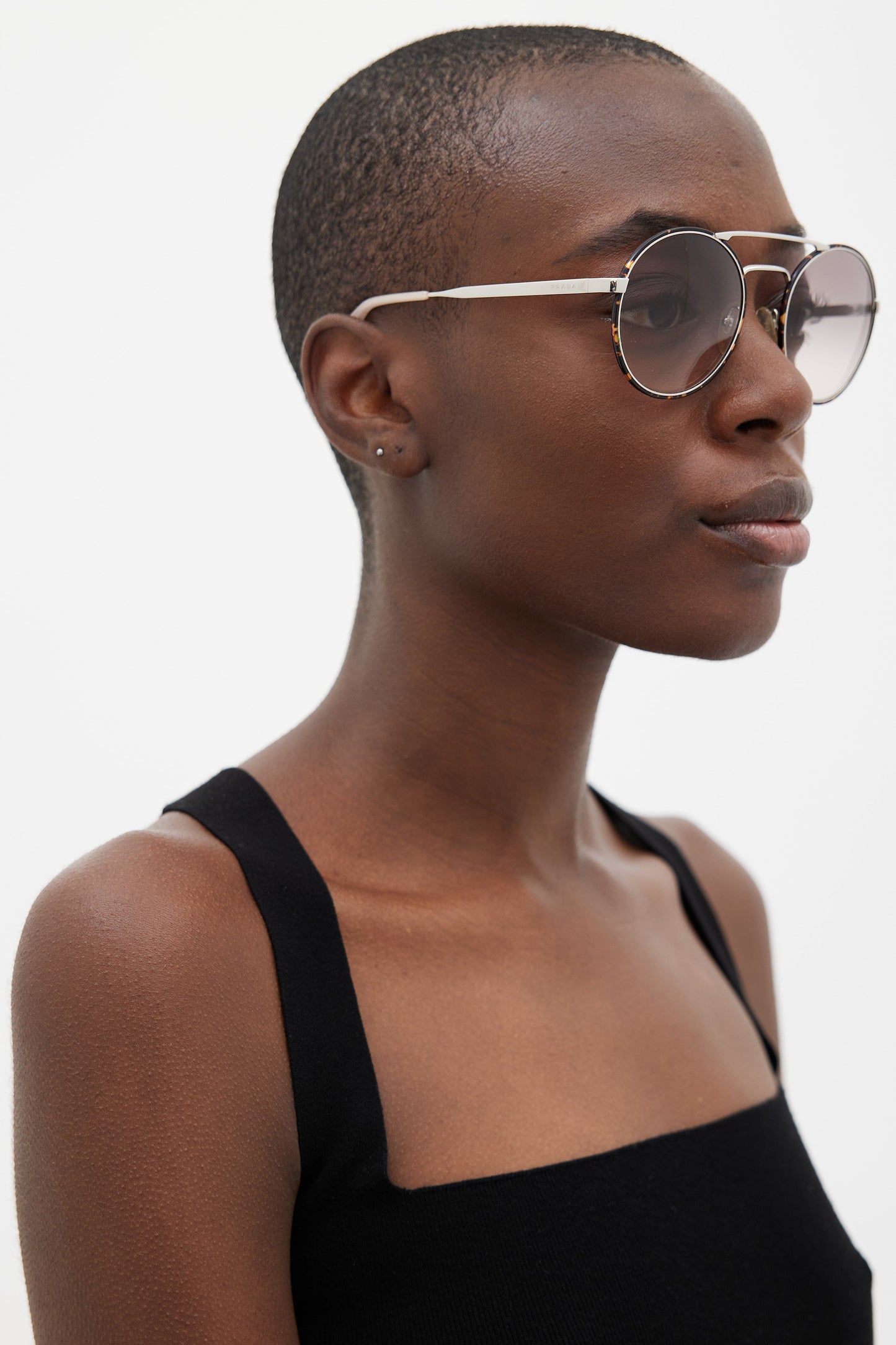 Brown Metal SPR51S Aviator Round Sunglasses