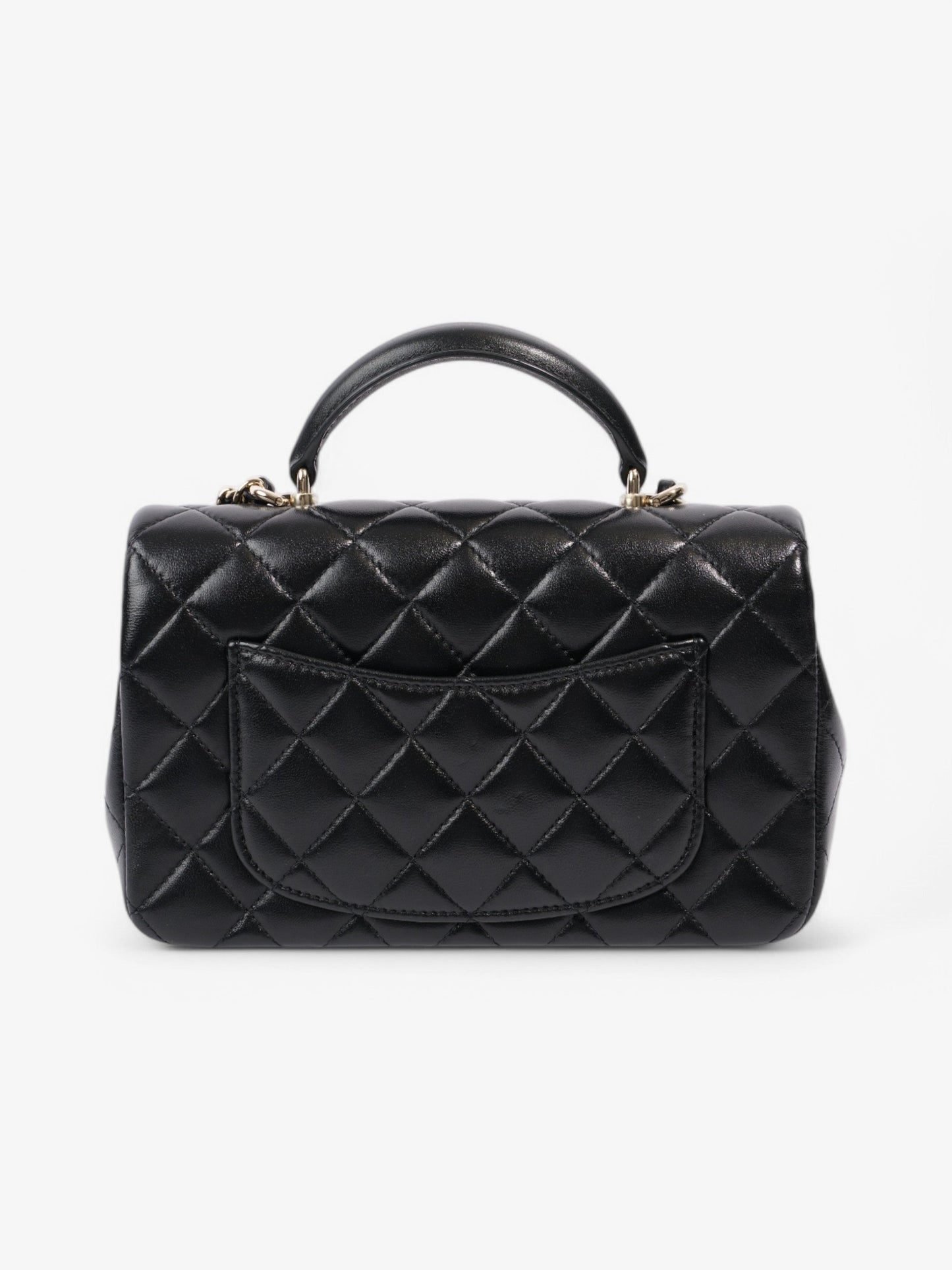 Chanel Rectangular Top Handle Bag Black Lambskin Leather Mini