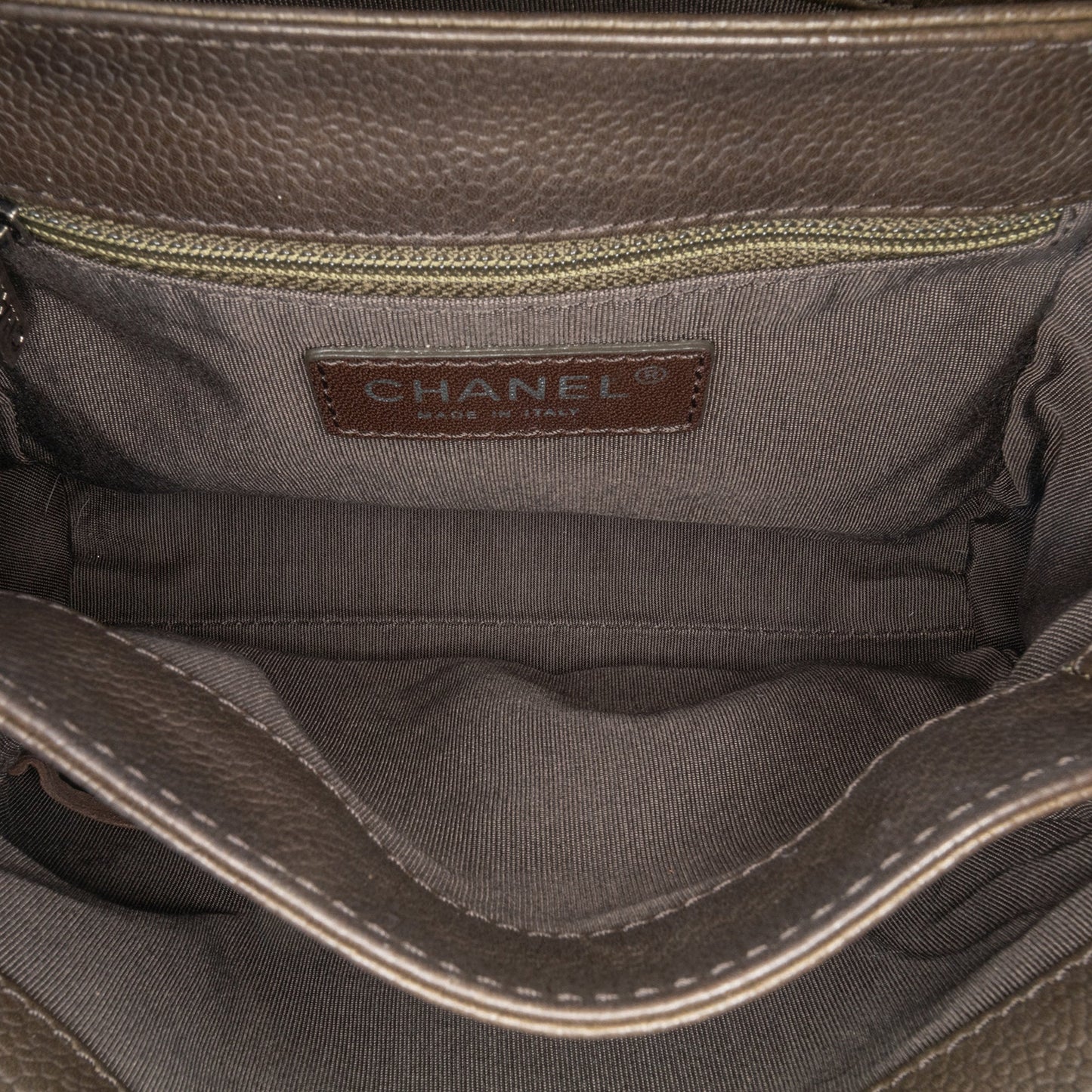 Brown Chanel CC Quilted Caviar Crossbody