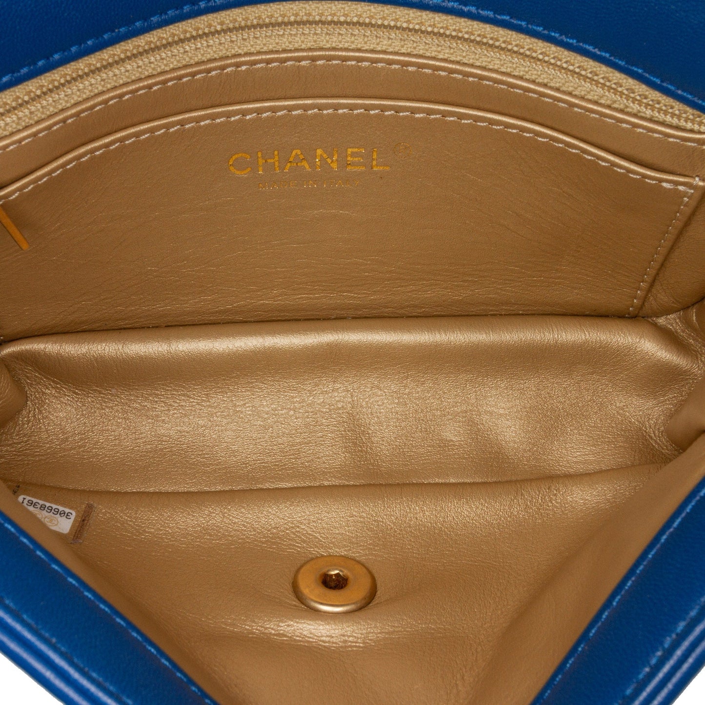 Blue Chanel Mini Rectangular Lambskin Pearl Crush Flap Crossbody Bag