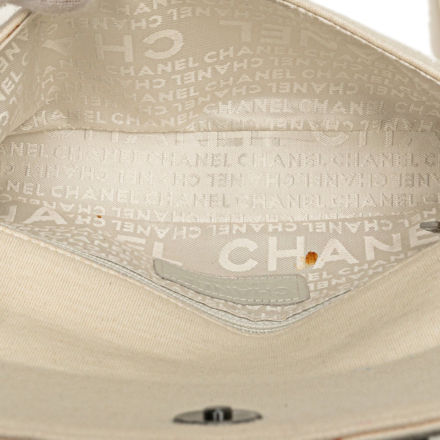 White Chanel CC Jersey Pyramid Stud Flap Shoulder Bag