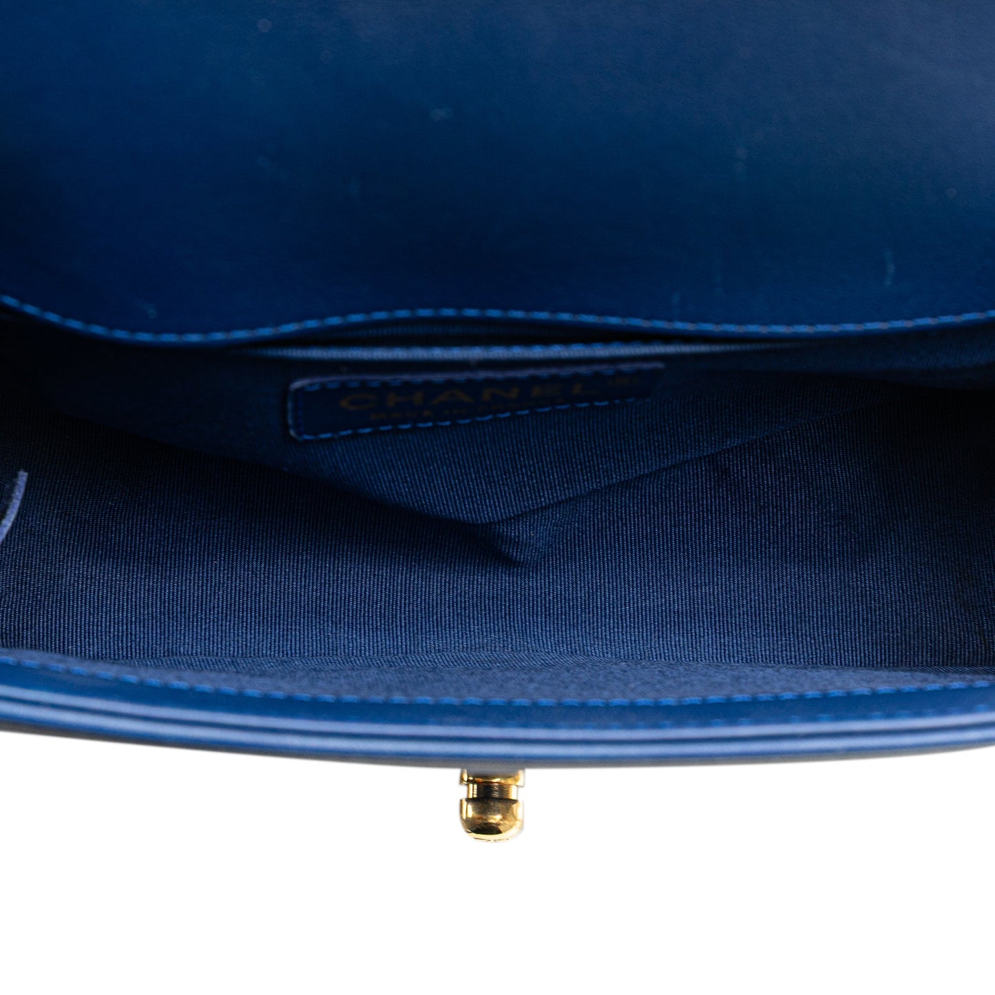 Blue Chanel Small Chevron Lambskin Boy Flap Shoulder Bag