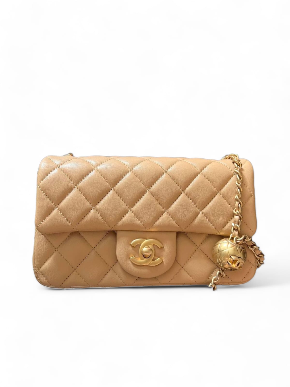 Chanel Rectangular Mini Pearl Crush Beige Lambskin AGHW 23K