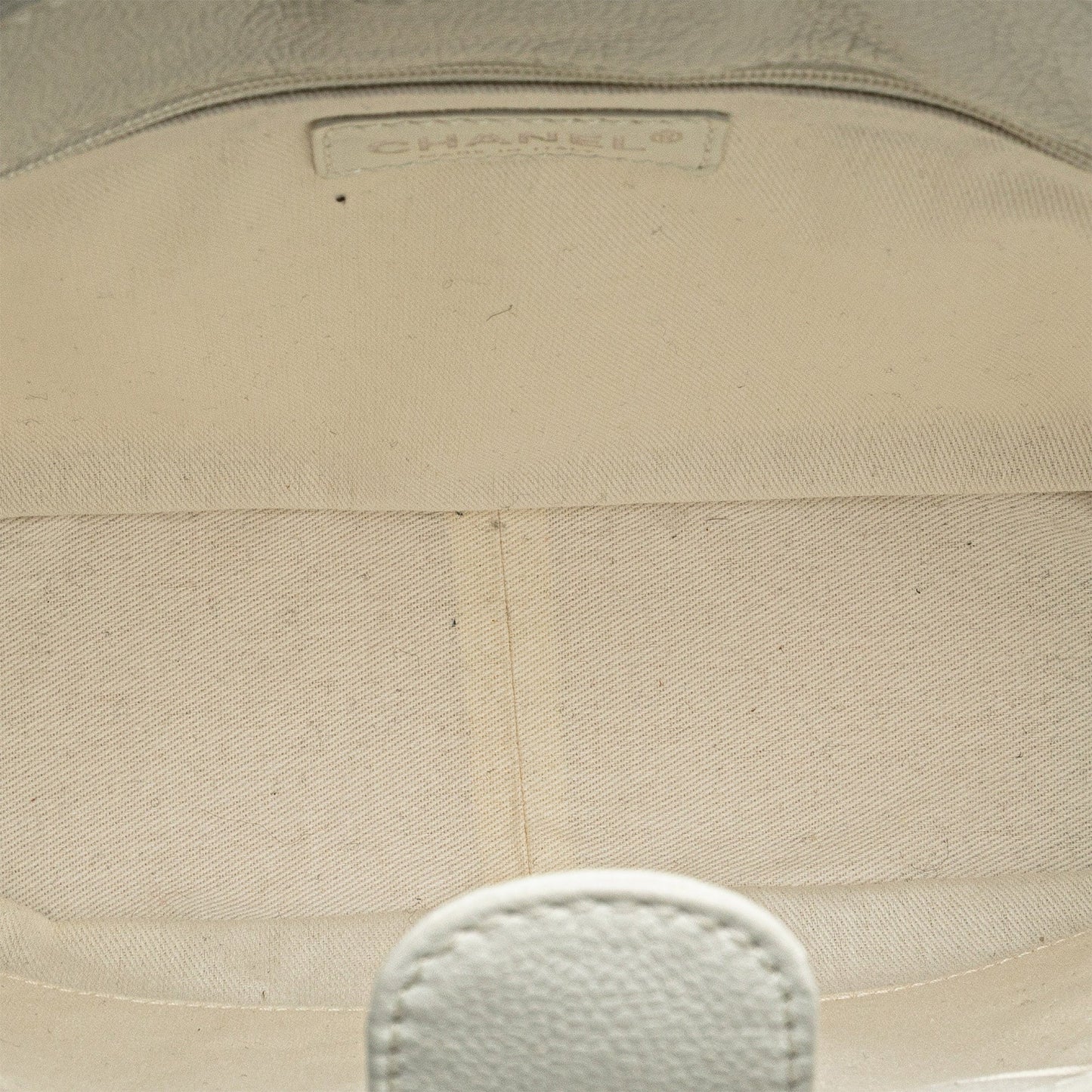 White Chanel Caviar Petite Shopping Tote