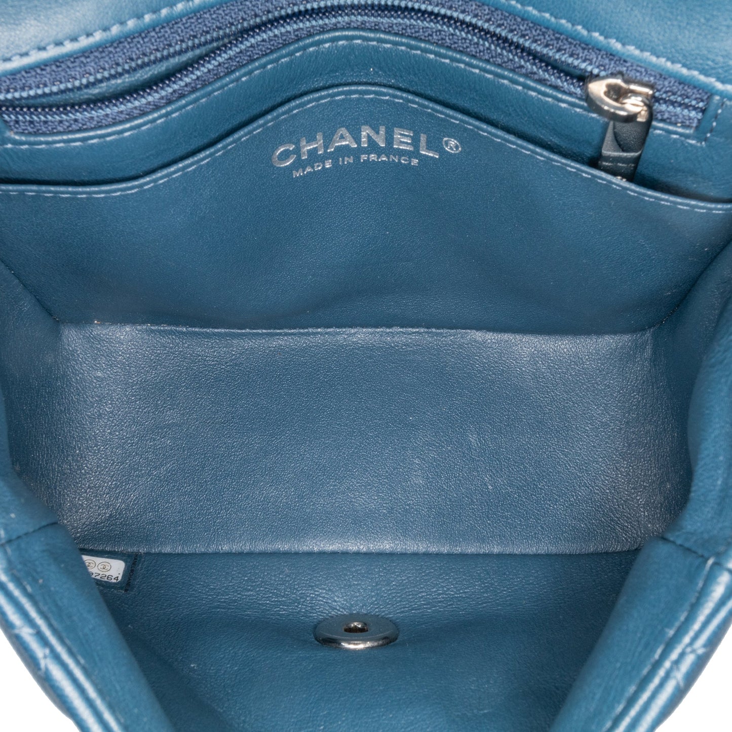 Blue Chanel Mini Square Classic Lambskin Single Flap Crossbody Bag