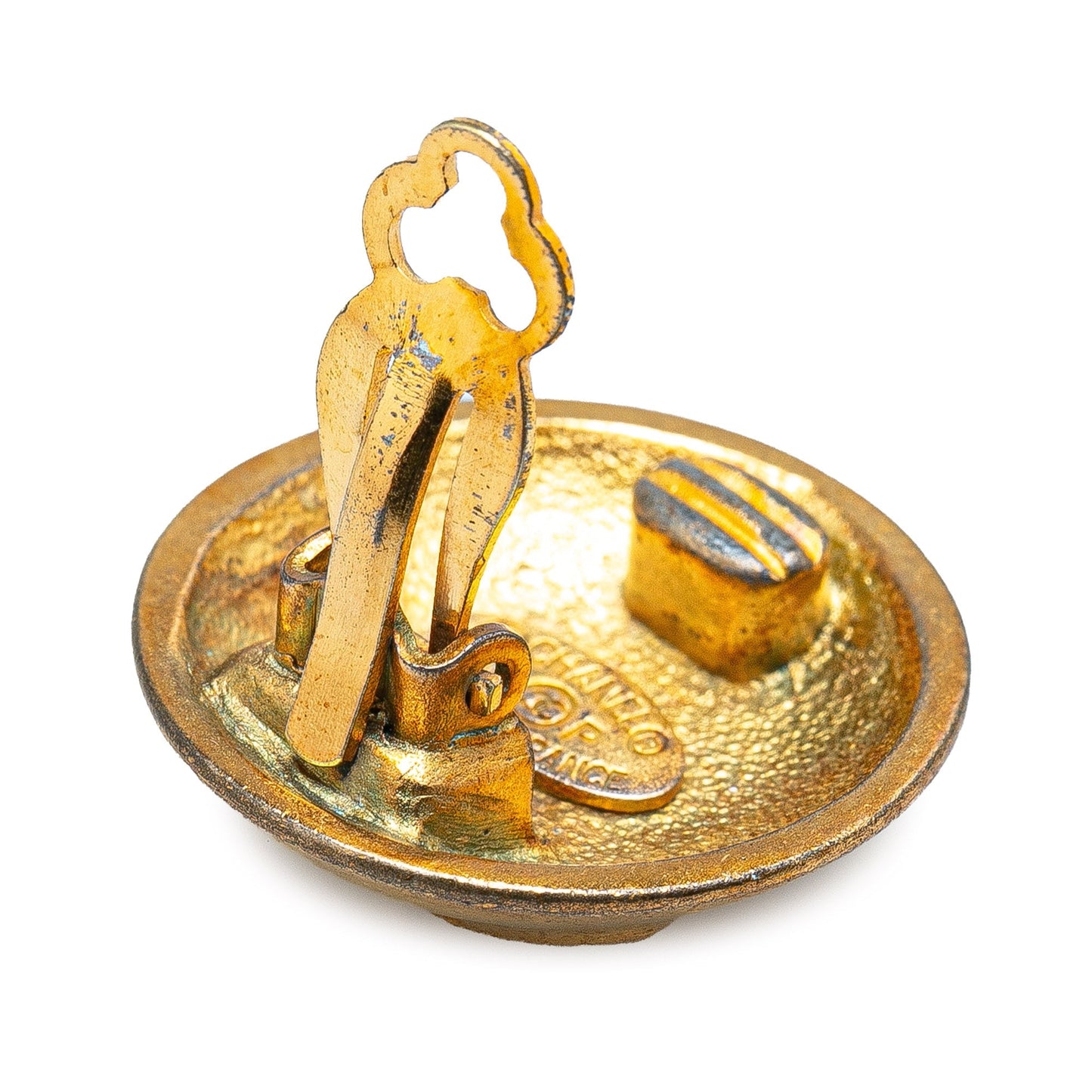 Gold Chanel Gold Plated CC Clip On Earrings