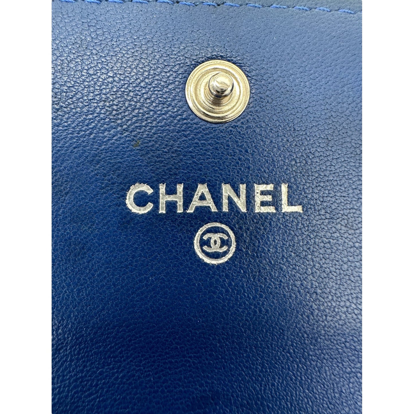 Chanel bag CC Flap Camellia Lambskin Long Wallet Blue