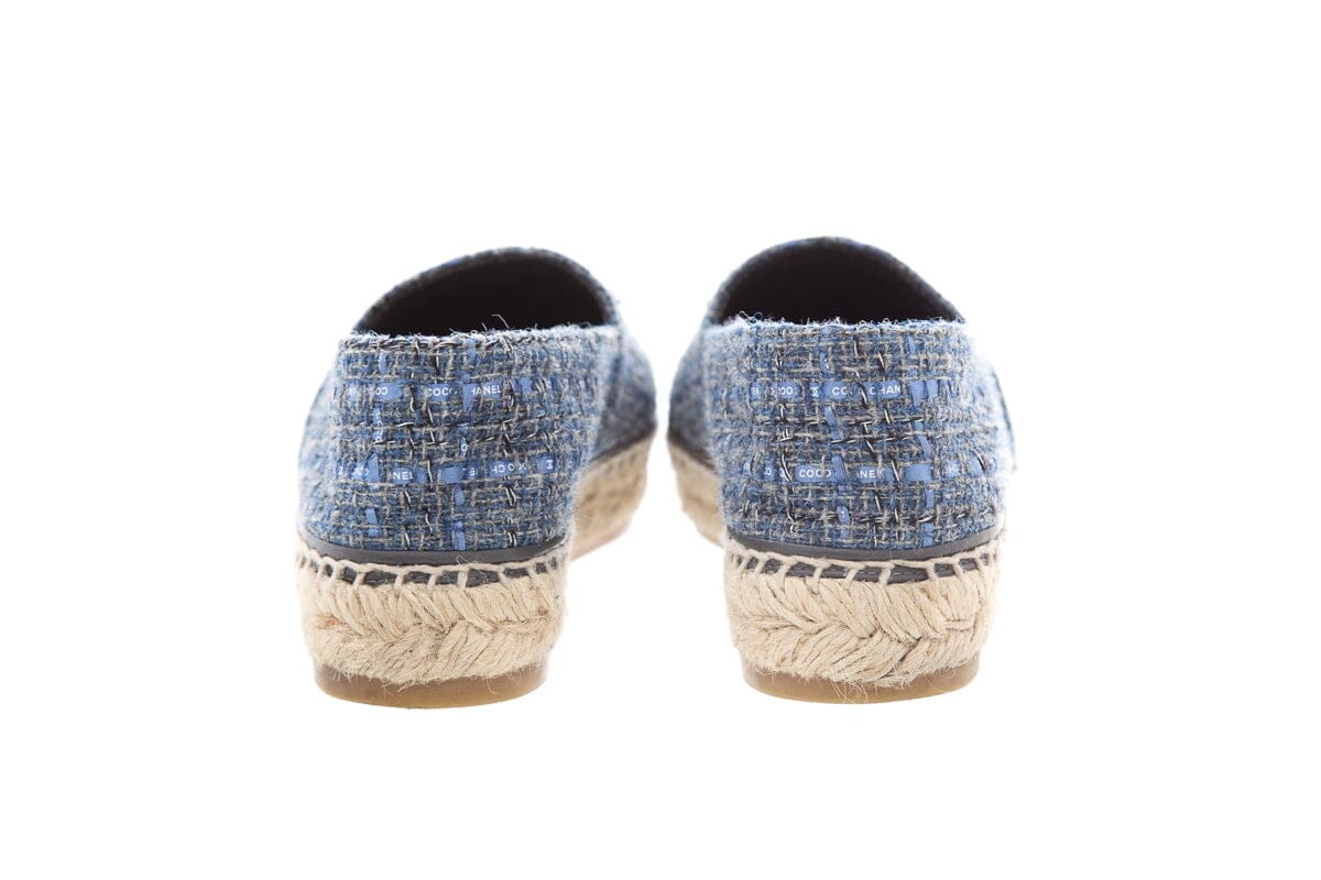 Chanel Blue Wool Cap Toe Espadrille SZ 37