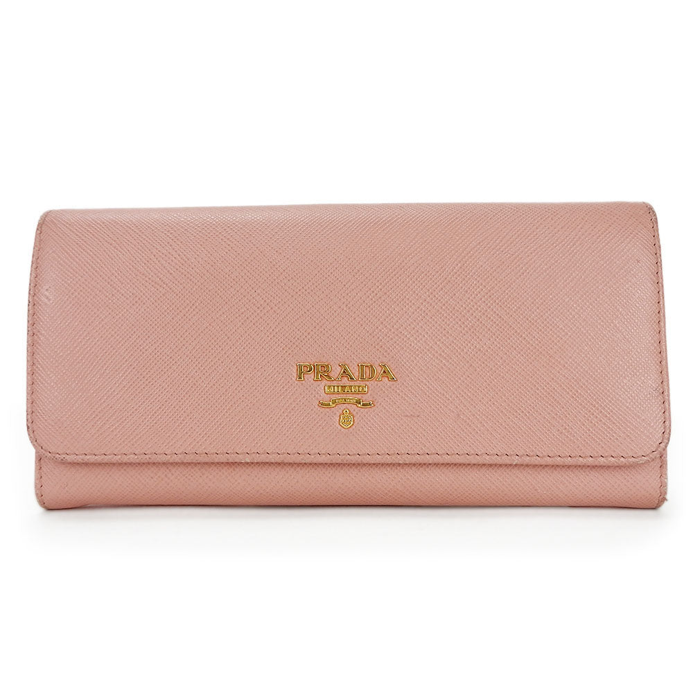 PRADA Long Wallet Purse 1MH132 leather Light pink Safiano Women Used