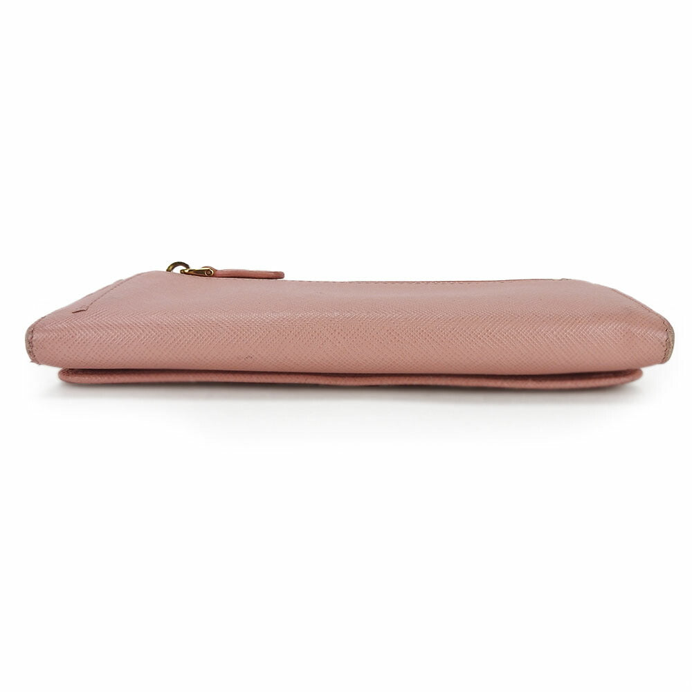PRADA Long Wallet Purse 1MH132 leather Light pink Safiano Women Used
