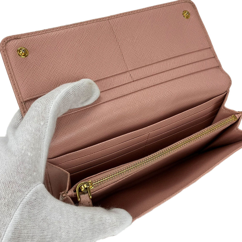 PRADA Long Wallet Purse 1MH132 leather Light pink Safiano Women Used