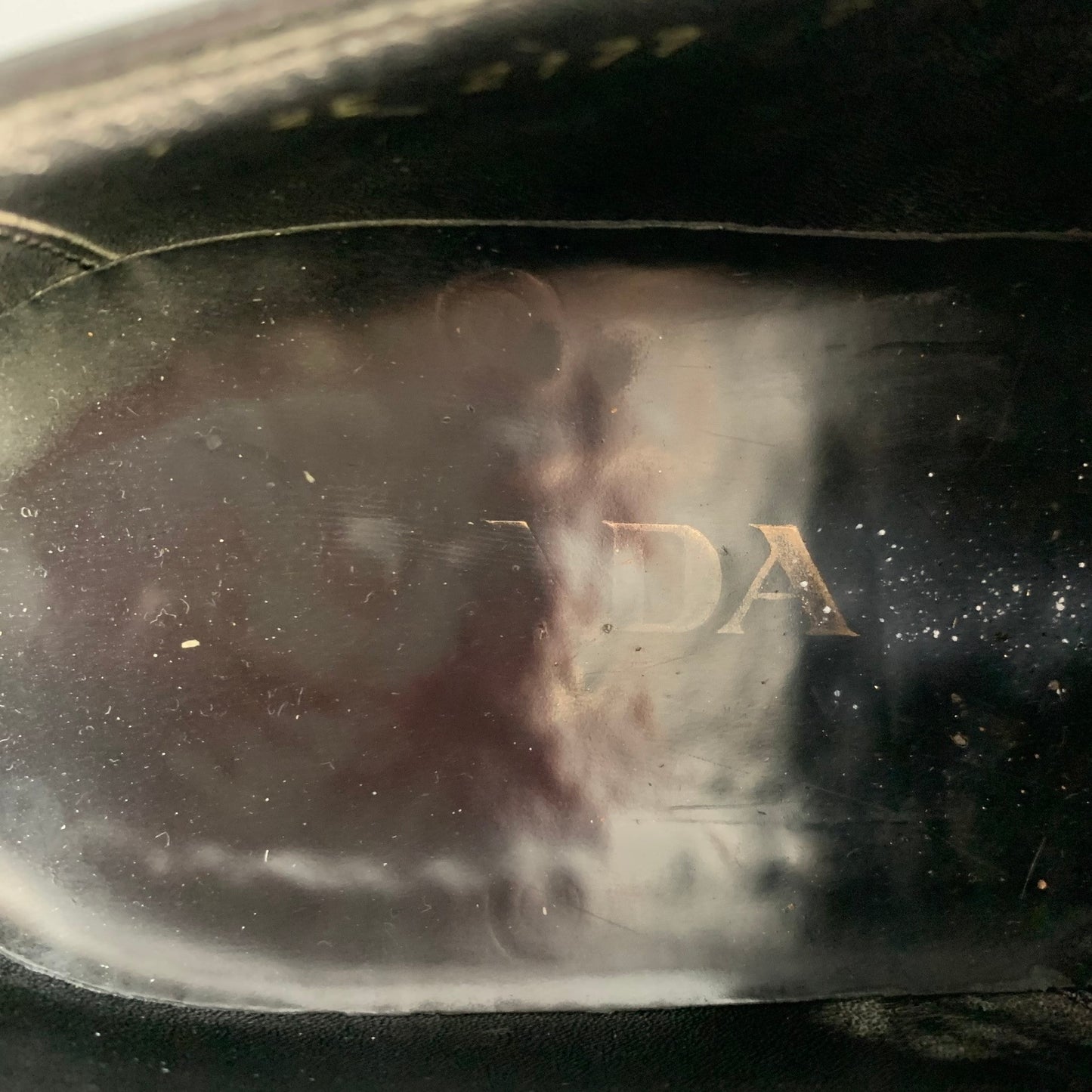 PRADA Size 7 Black Perforated Leather Derby Lace-Up Shoes