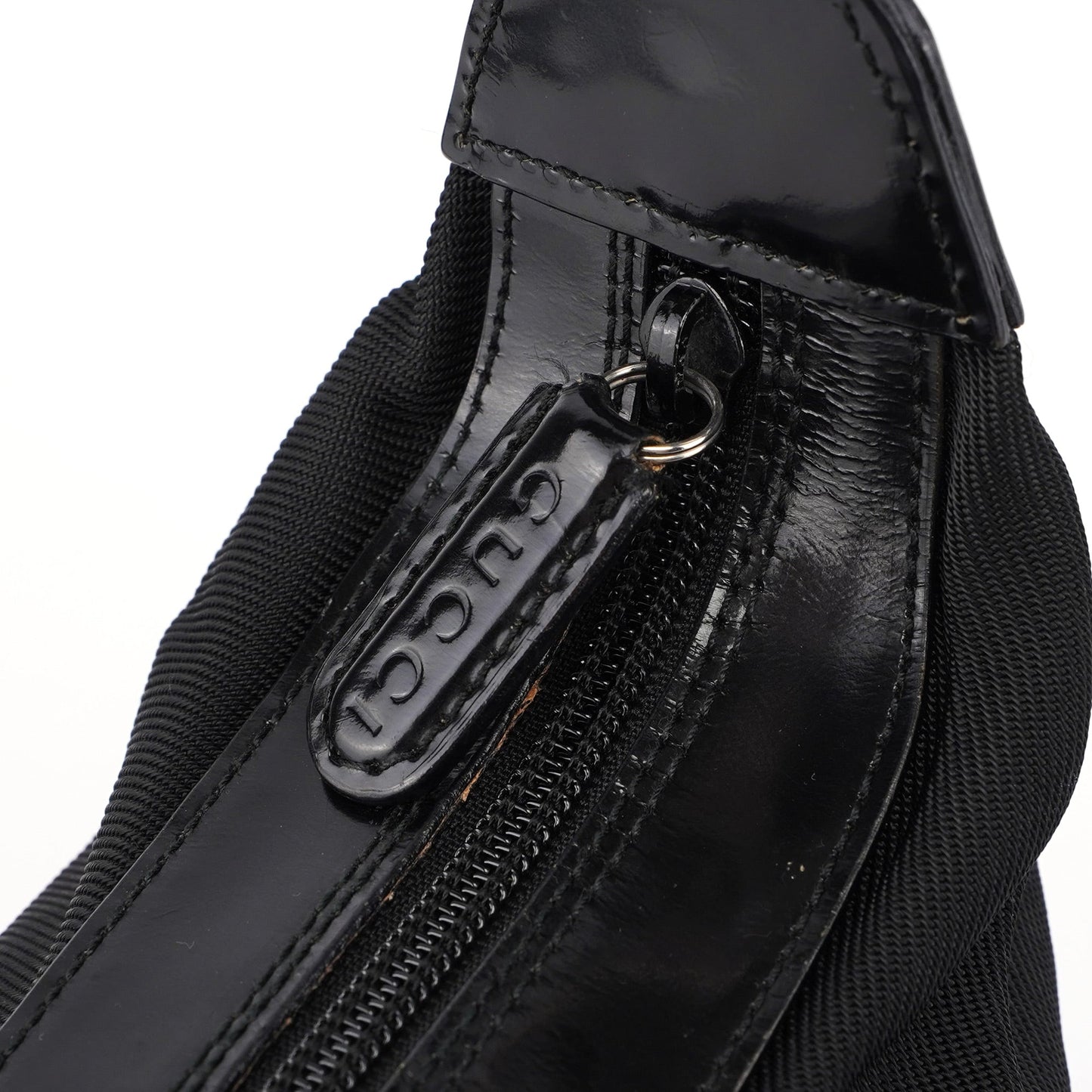 000 0531 Black Canvas Bamboo Shoulder Bag