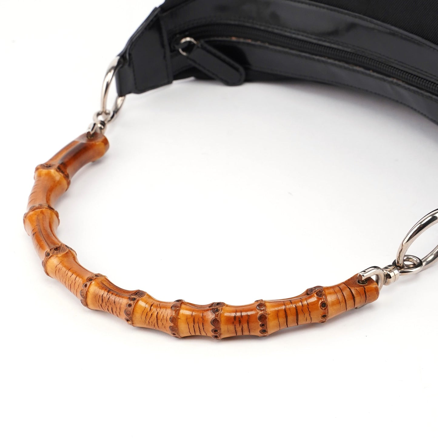 000 0531 Black Canvas Bamboo Shoulder Bag