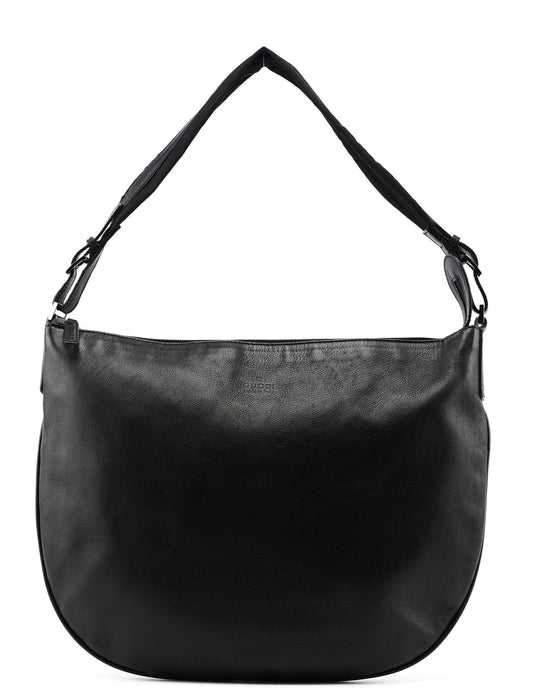 001 1206 Black Calfskin Hobo Shoulder Bag