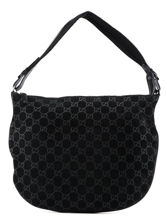 001 1206 Black Suede GG Shoulder Bag