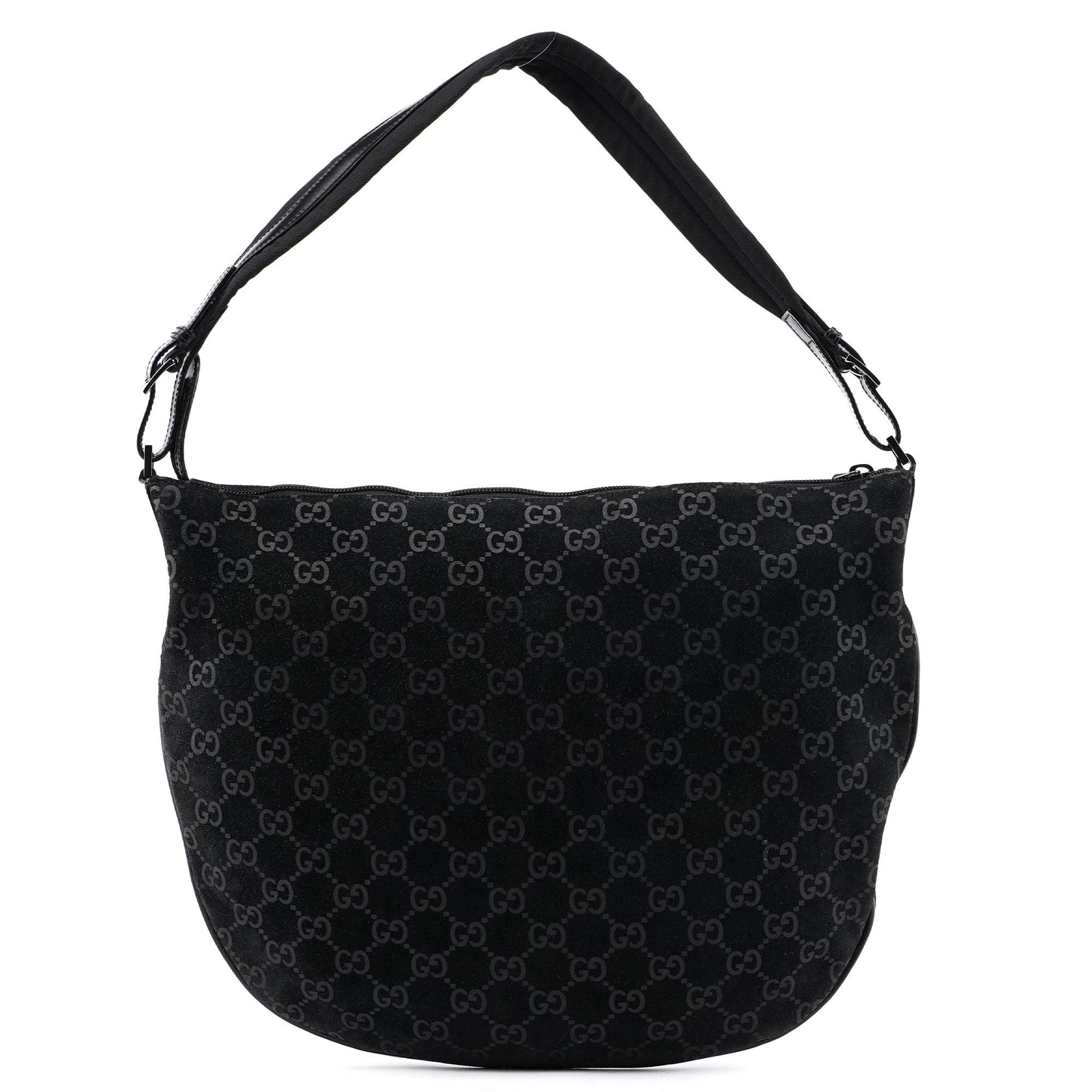 001 1206 Black Suede GG Shoulder Bag