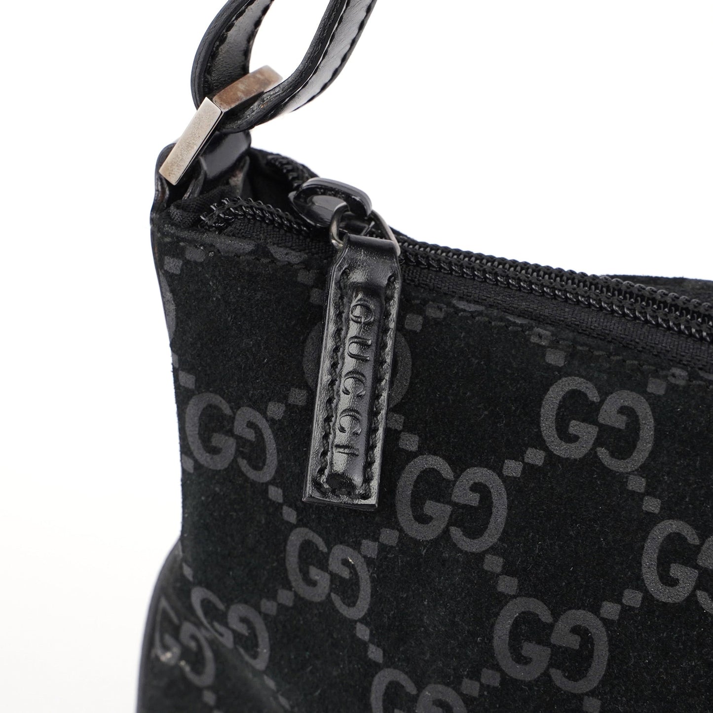 001 1206 Black Suede GG Shoulder Bag