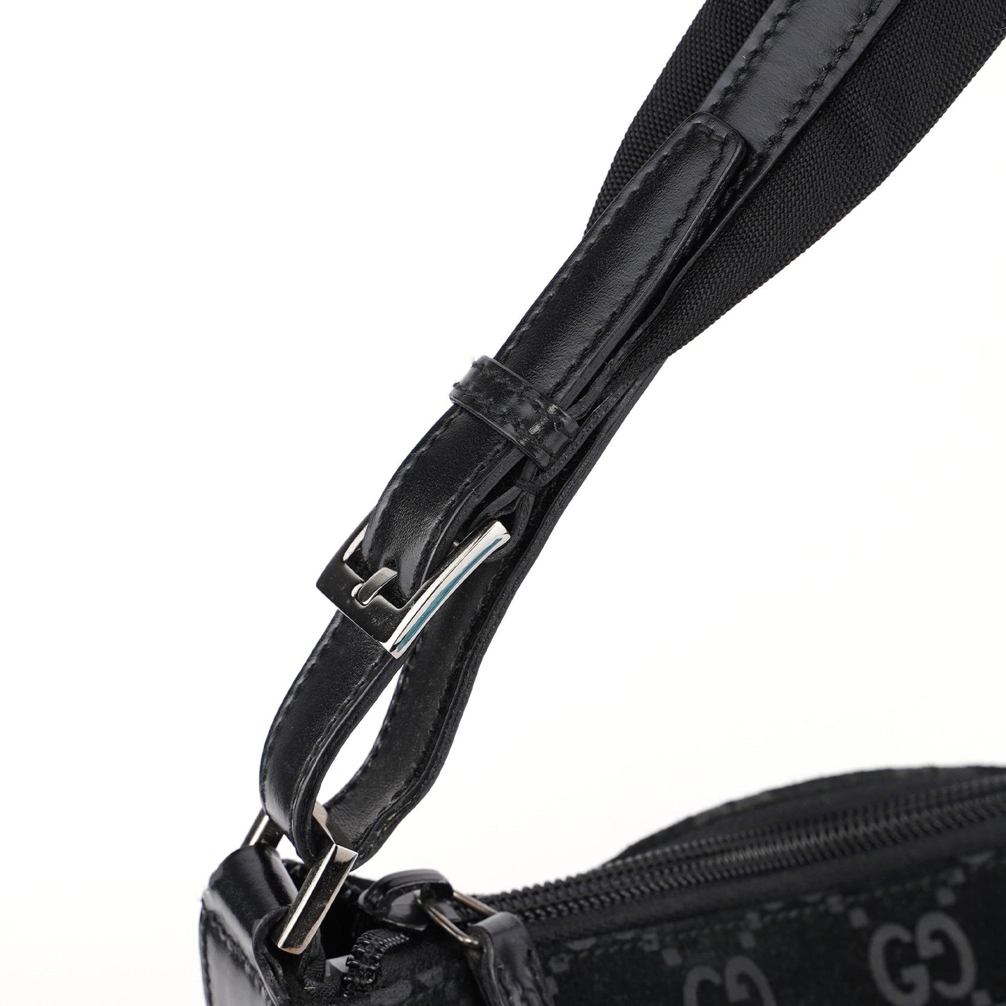 001 1206 Black Suede GG Shoulder Bag