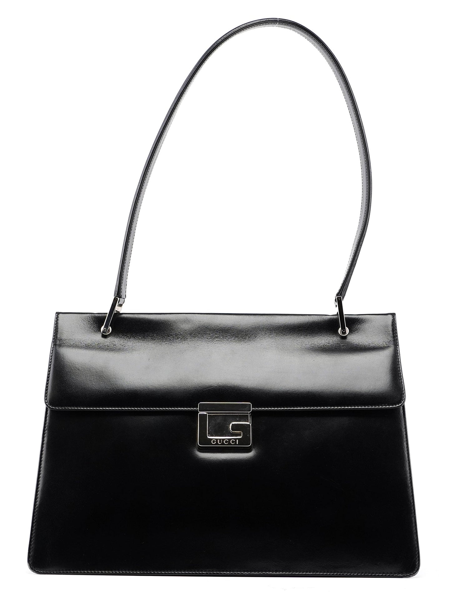 001 1364 Black Calfskin Square G Shoulder Bag