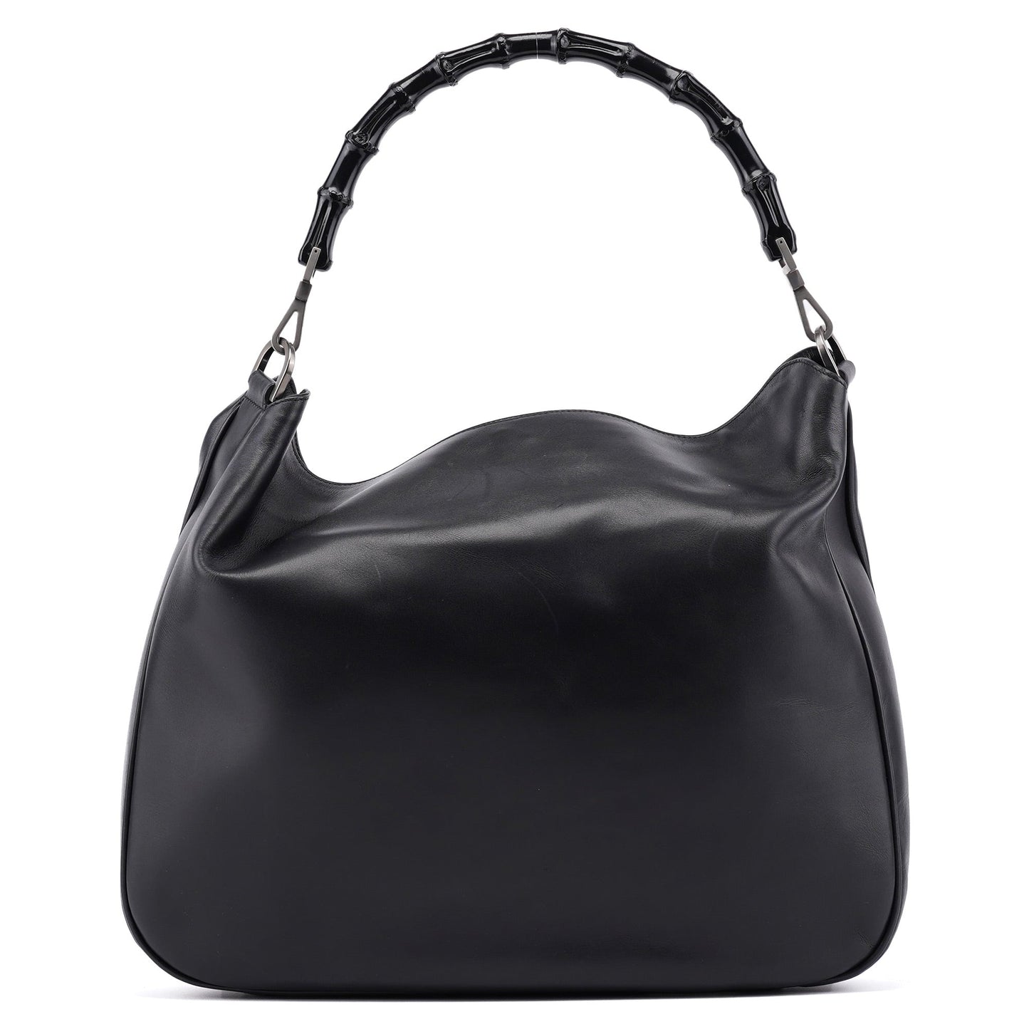 001 1577 Black Calfskin Bamboo 2-Way Bag