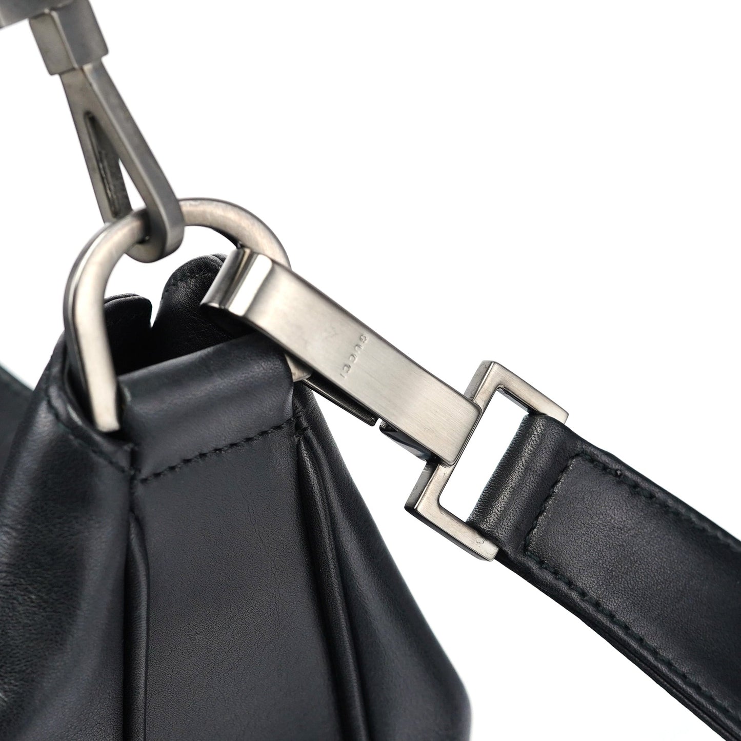 001 1577 Black Calfskin Bamboo 2-Way Bag