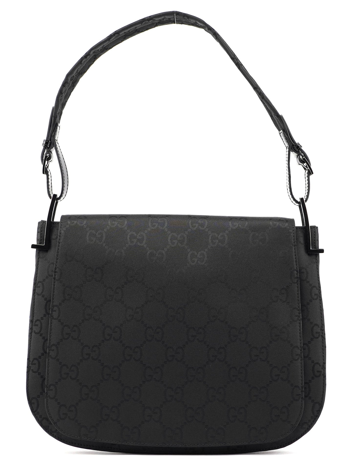 001 3195 Black GG Flap Hobo Shoulder Bag