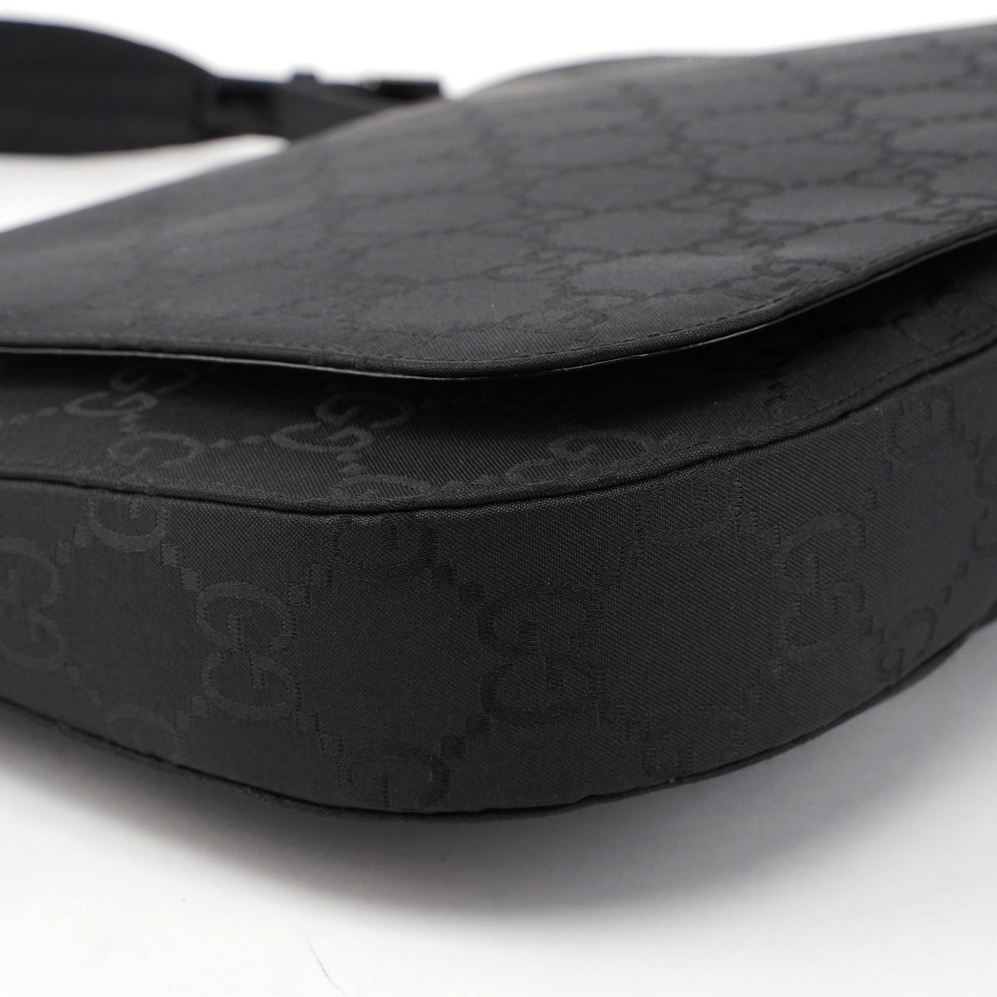 001 3195 Black GG Flap Hobo Shoulder Bag