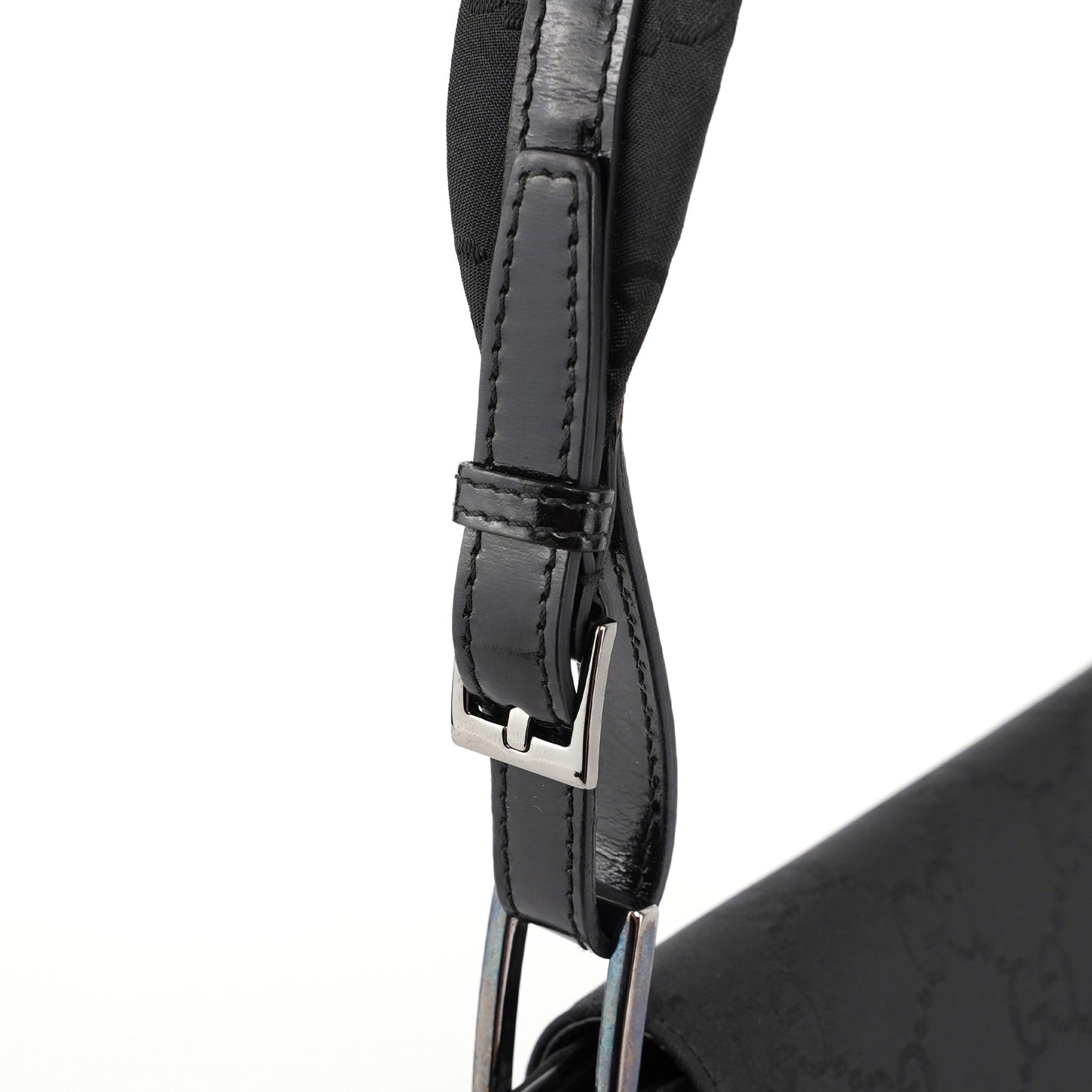 001 3195 Black GG Flap Hobo Shoulder Bag