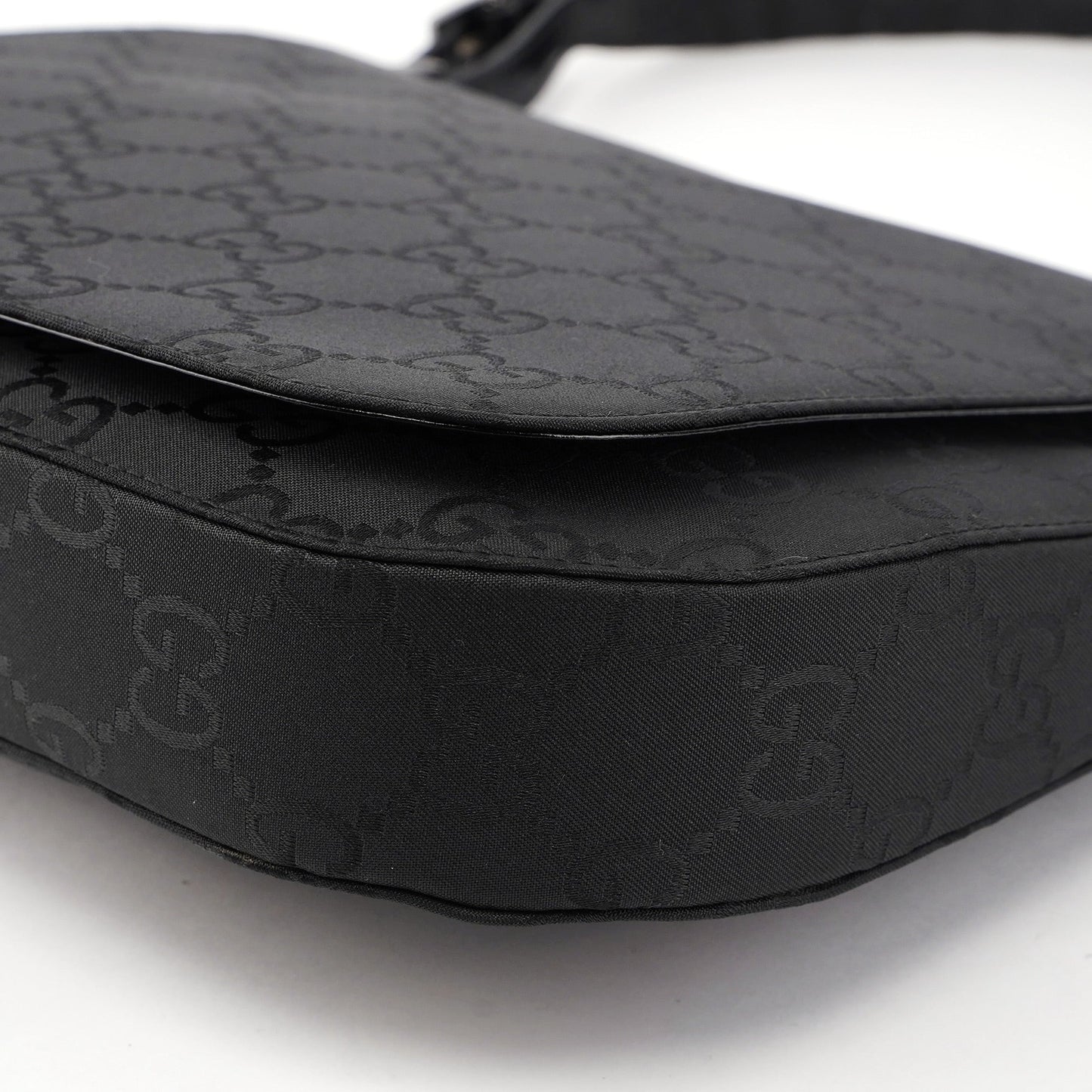 001 3195 Black GG Flap Hobo Shoulder Bag