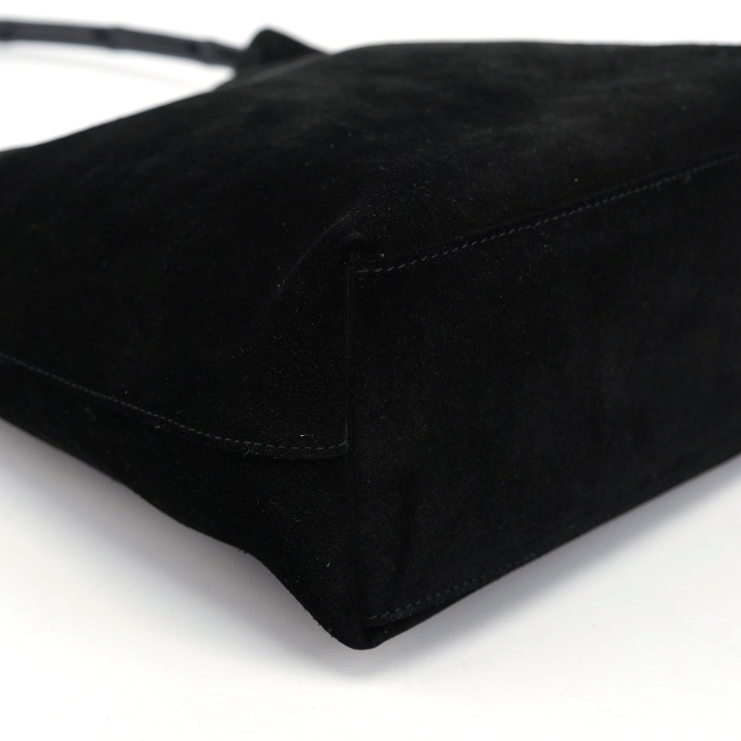 001 3244 Black Suede Bamboo Shoulder Bag