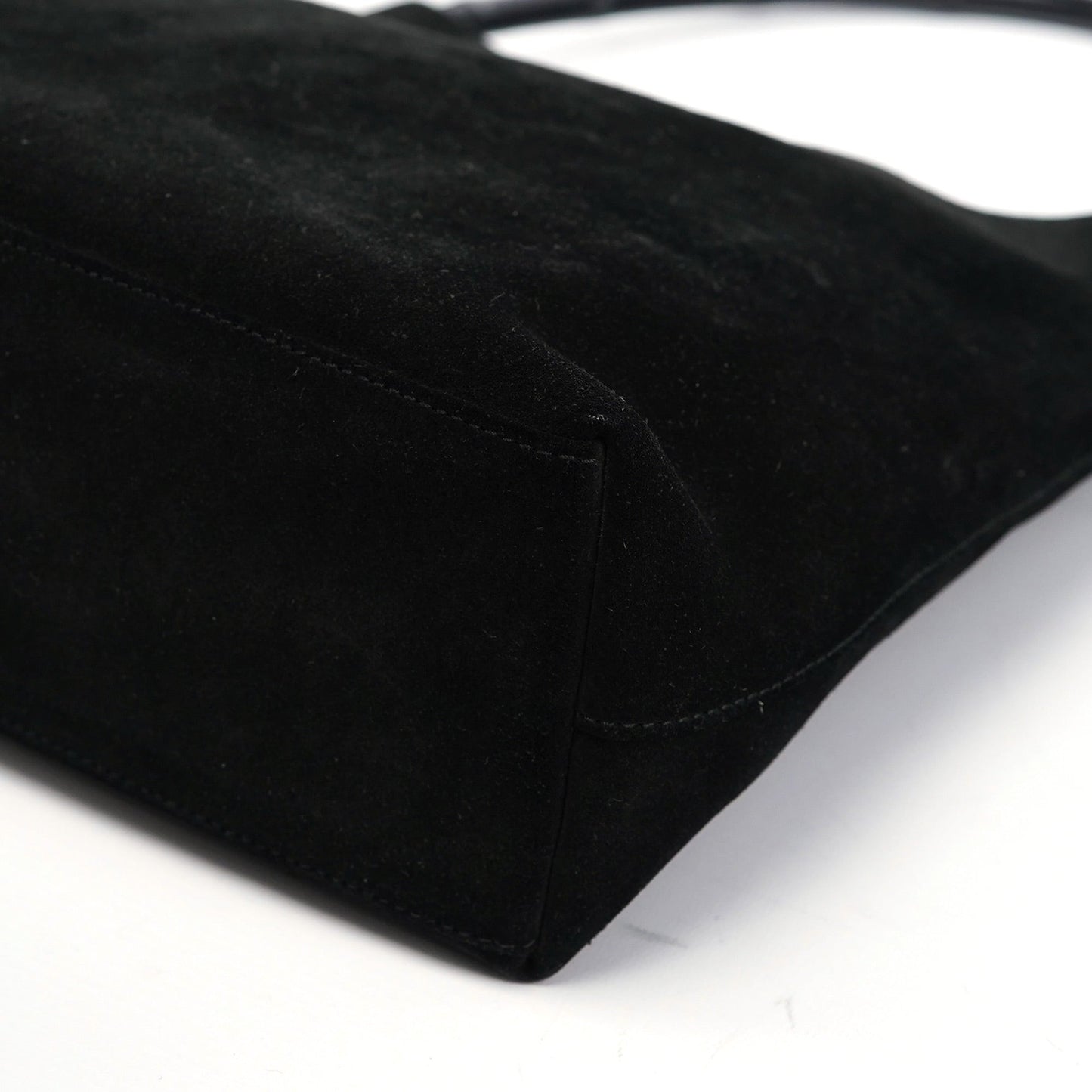 001 3244 Black Suede Bamboo Shoulder Bag