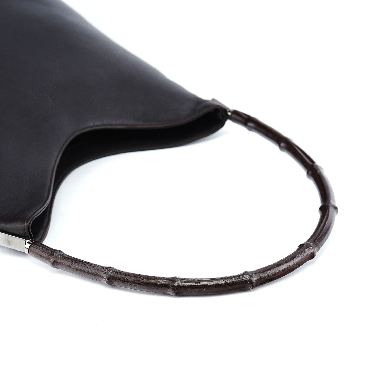 001 3244 Brown Calfskin Bamboo Shoulder Bag