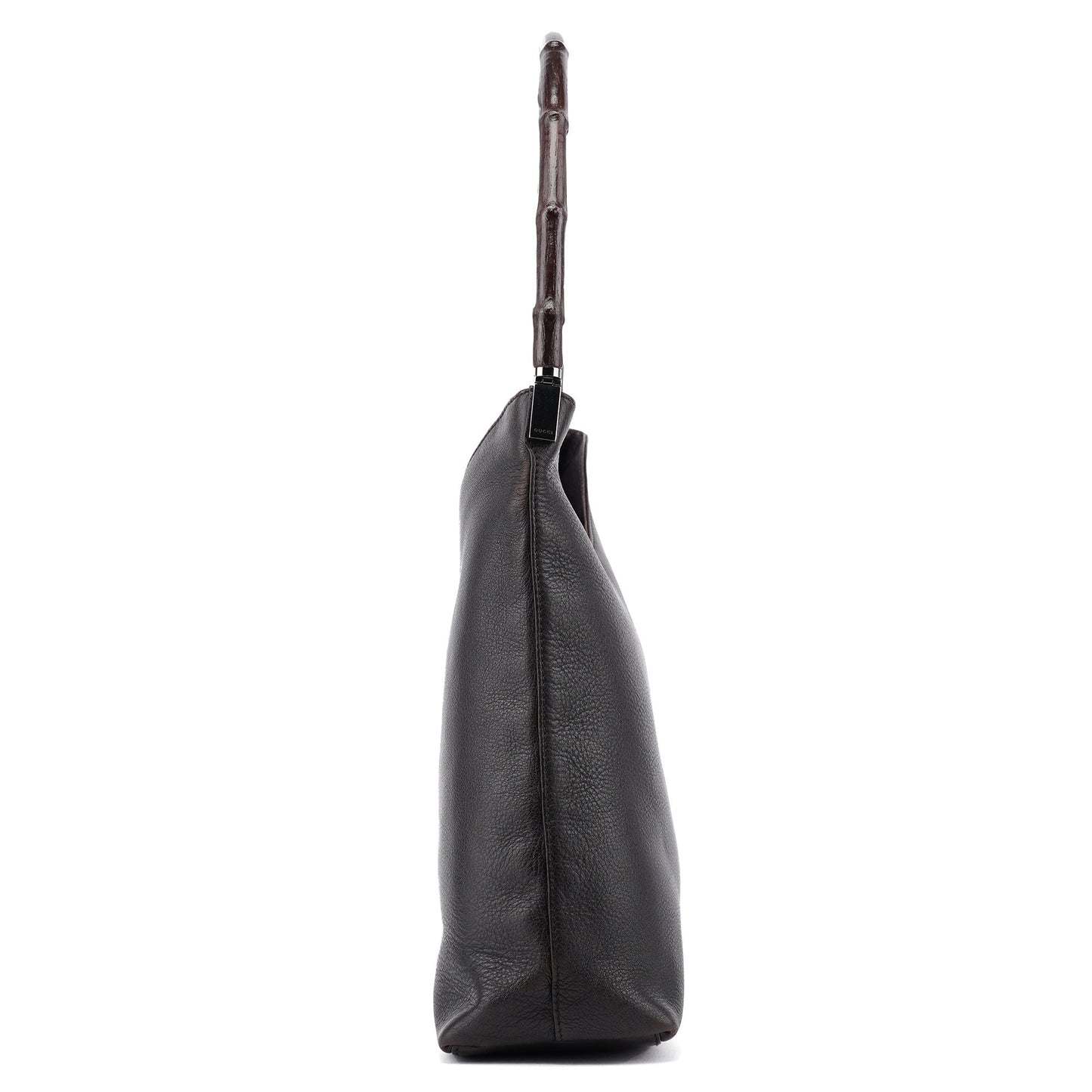001 3244 Brown Calfskin Bamboo Shoulder Bag